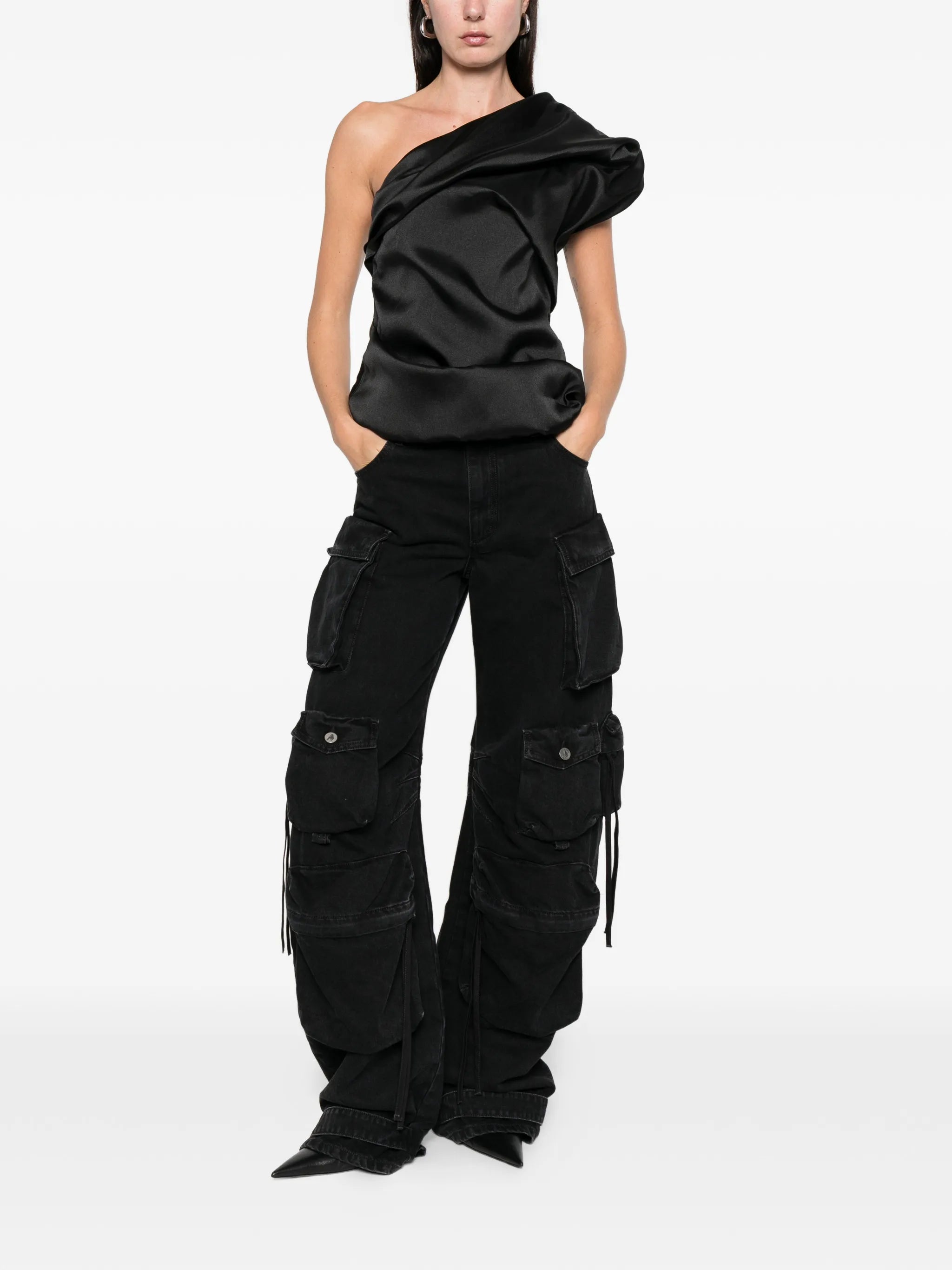 Mikado draped asymmetric top