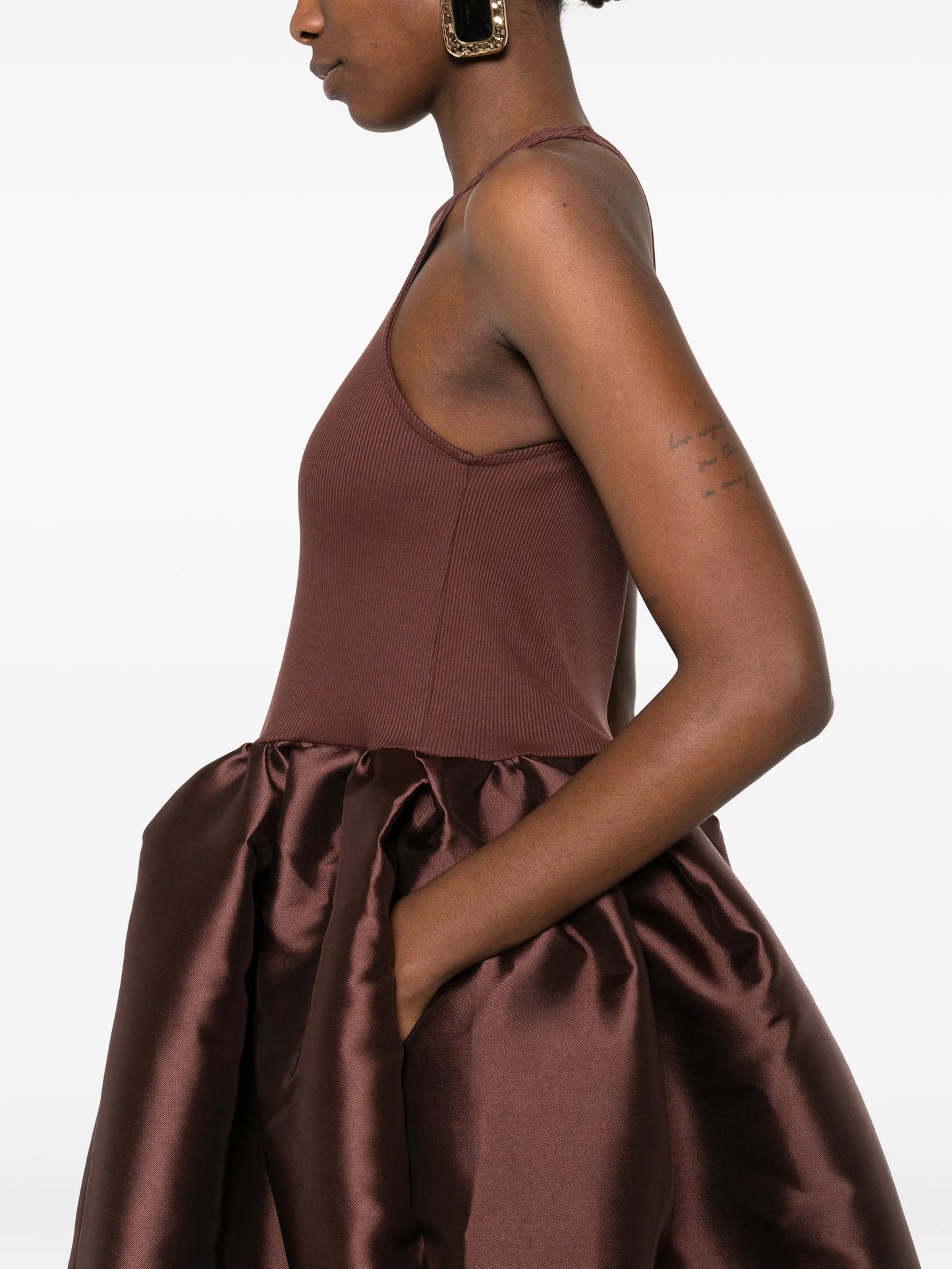 satin-skirt midi dress