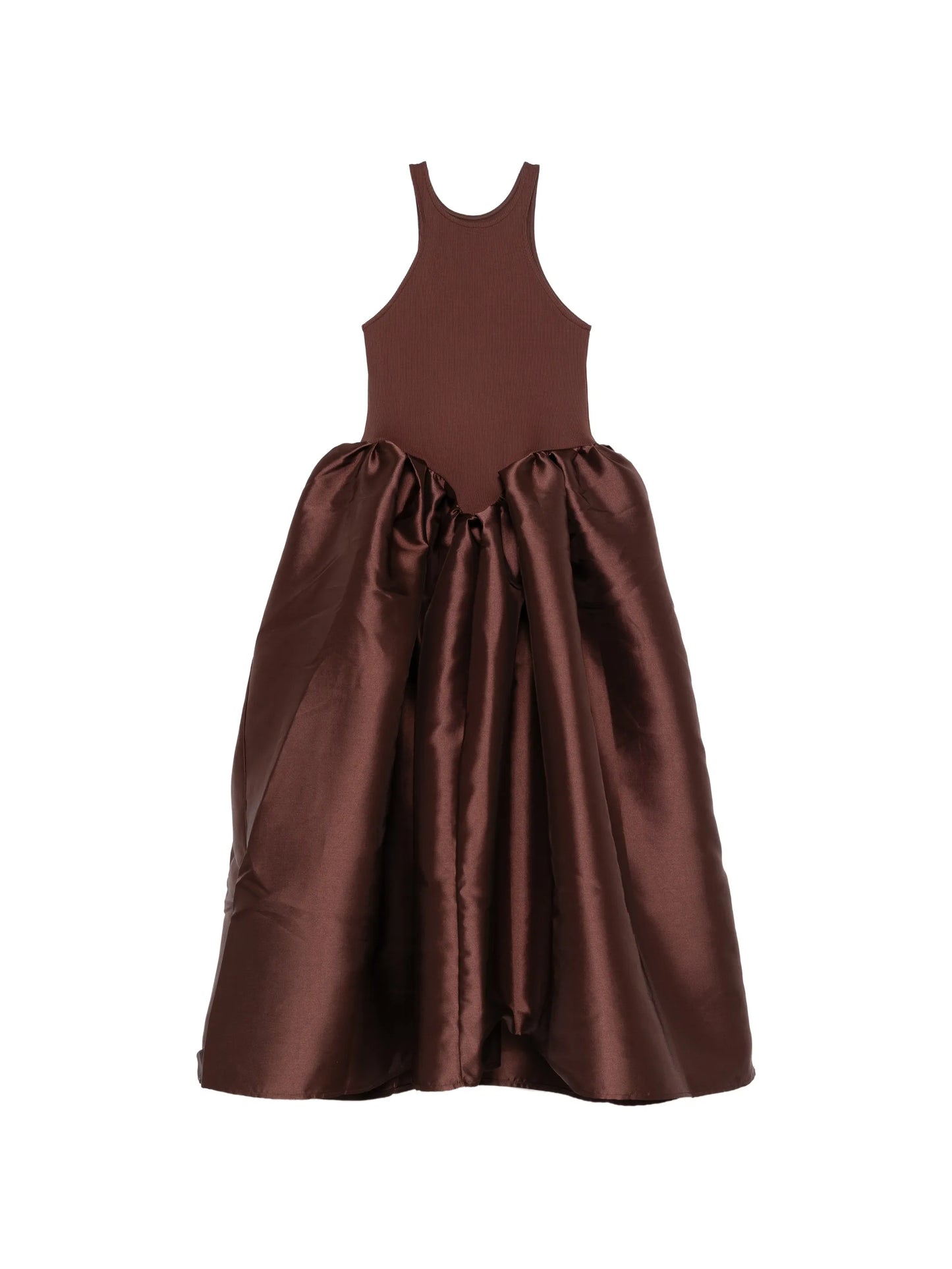 satin-skirt midi dress