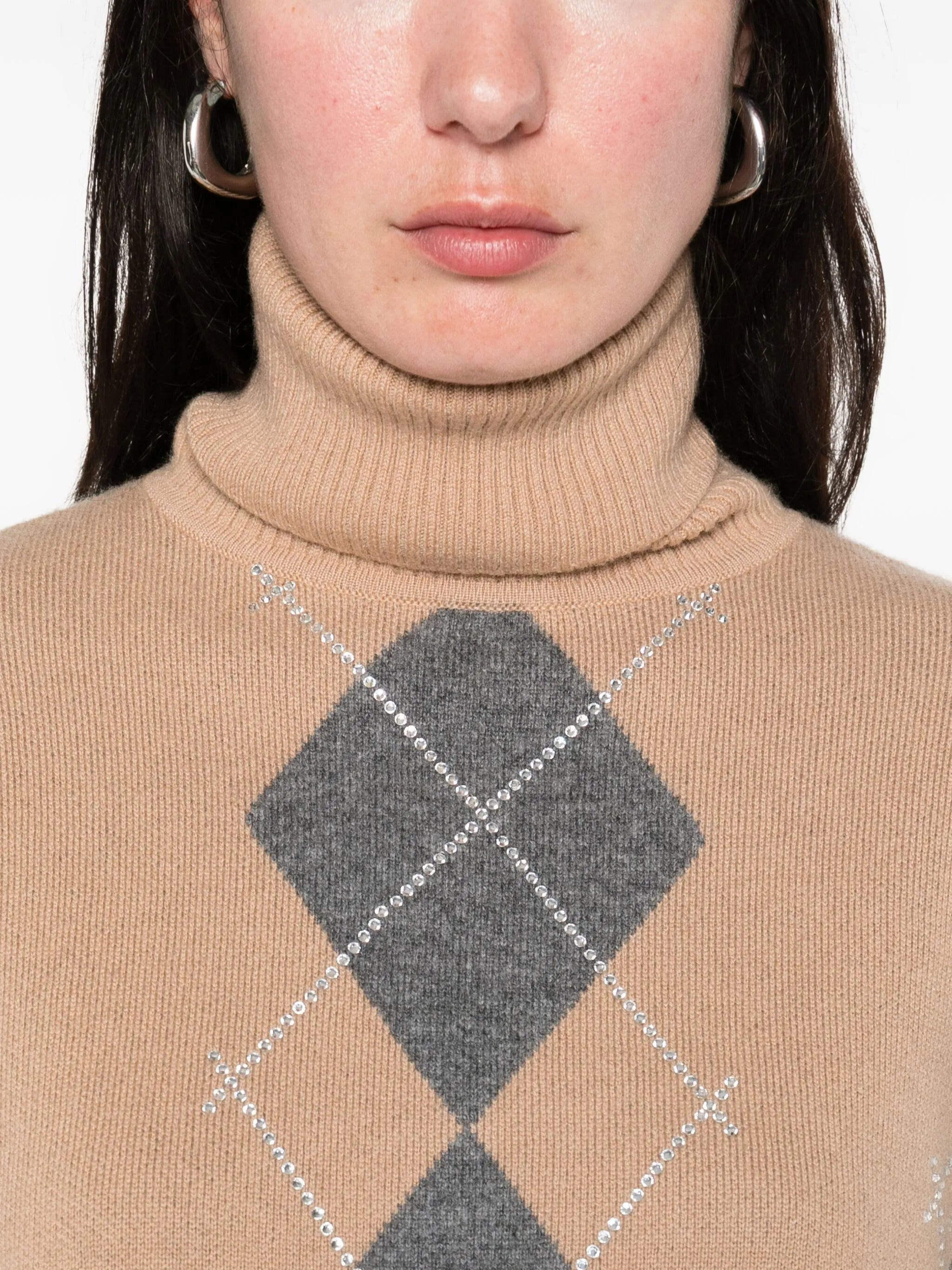 Alberte embellished argyle-pattern sweater