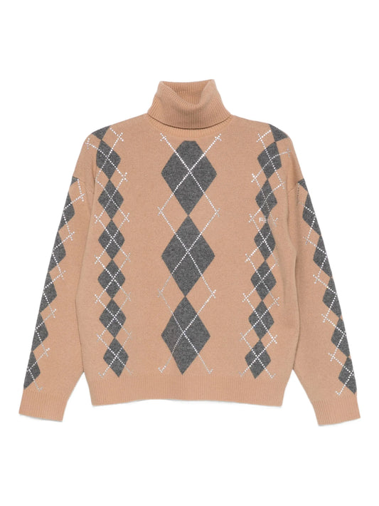 Alberte embellished argyle-pattern sweater