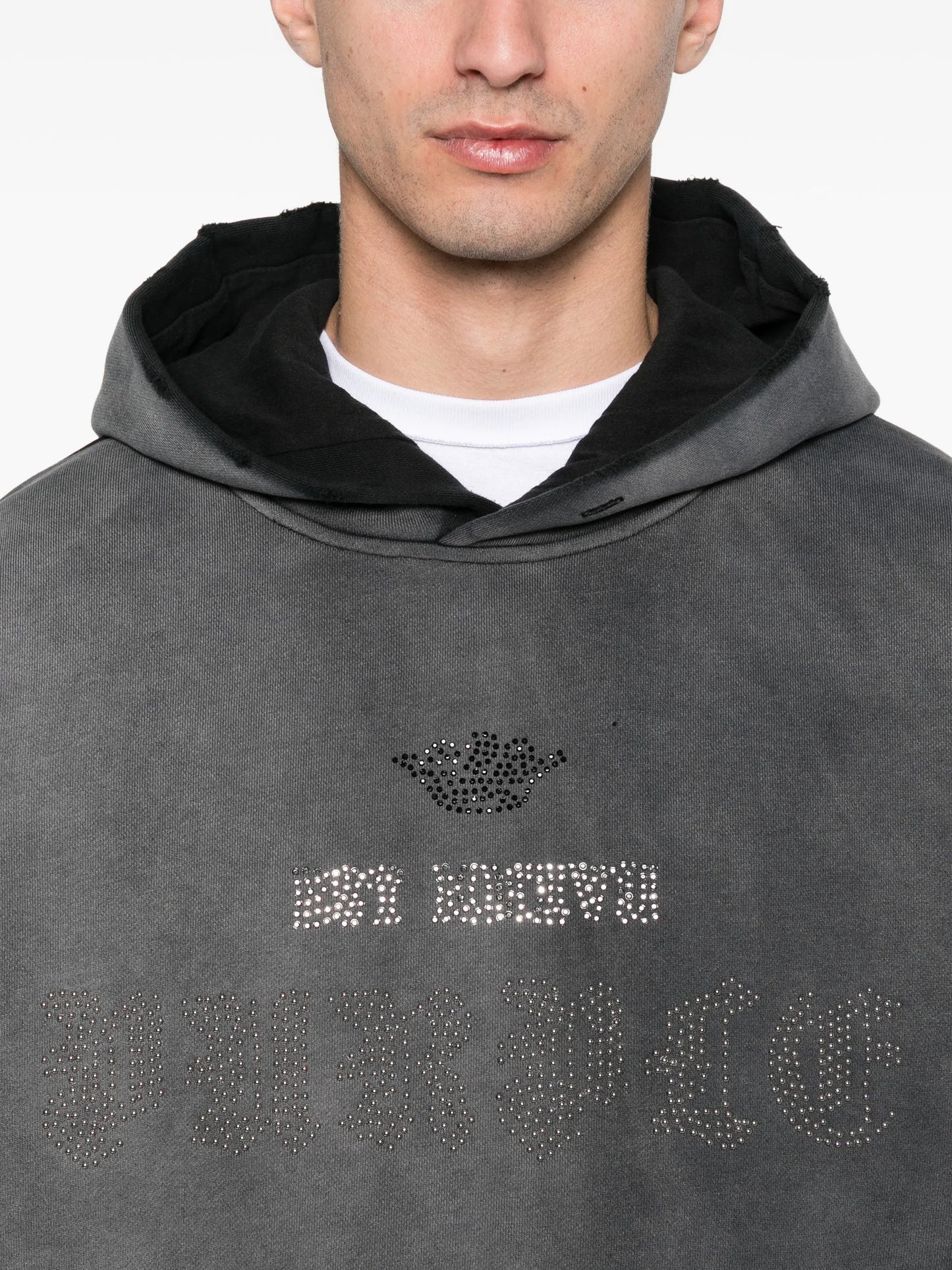 embellished hooded fleece hoodie