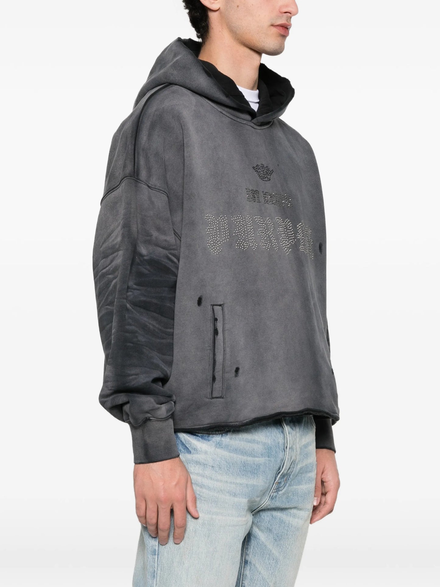 embellished hooded fleece hoodie