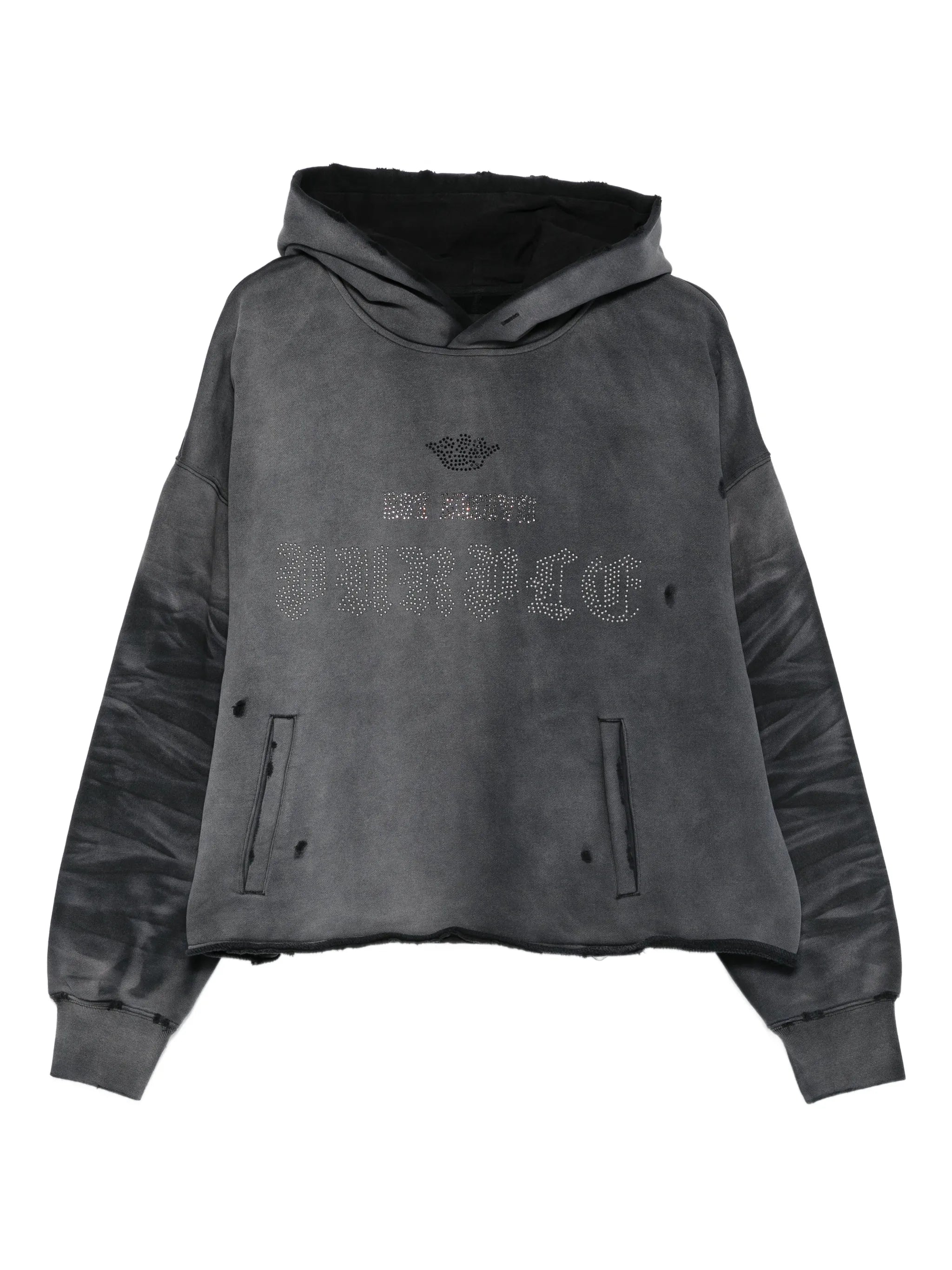 embellished hooded fleece hoodie