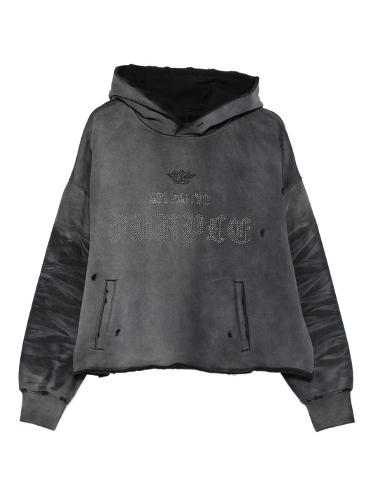 embellished hooded fleece hoodie