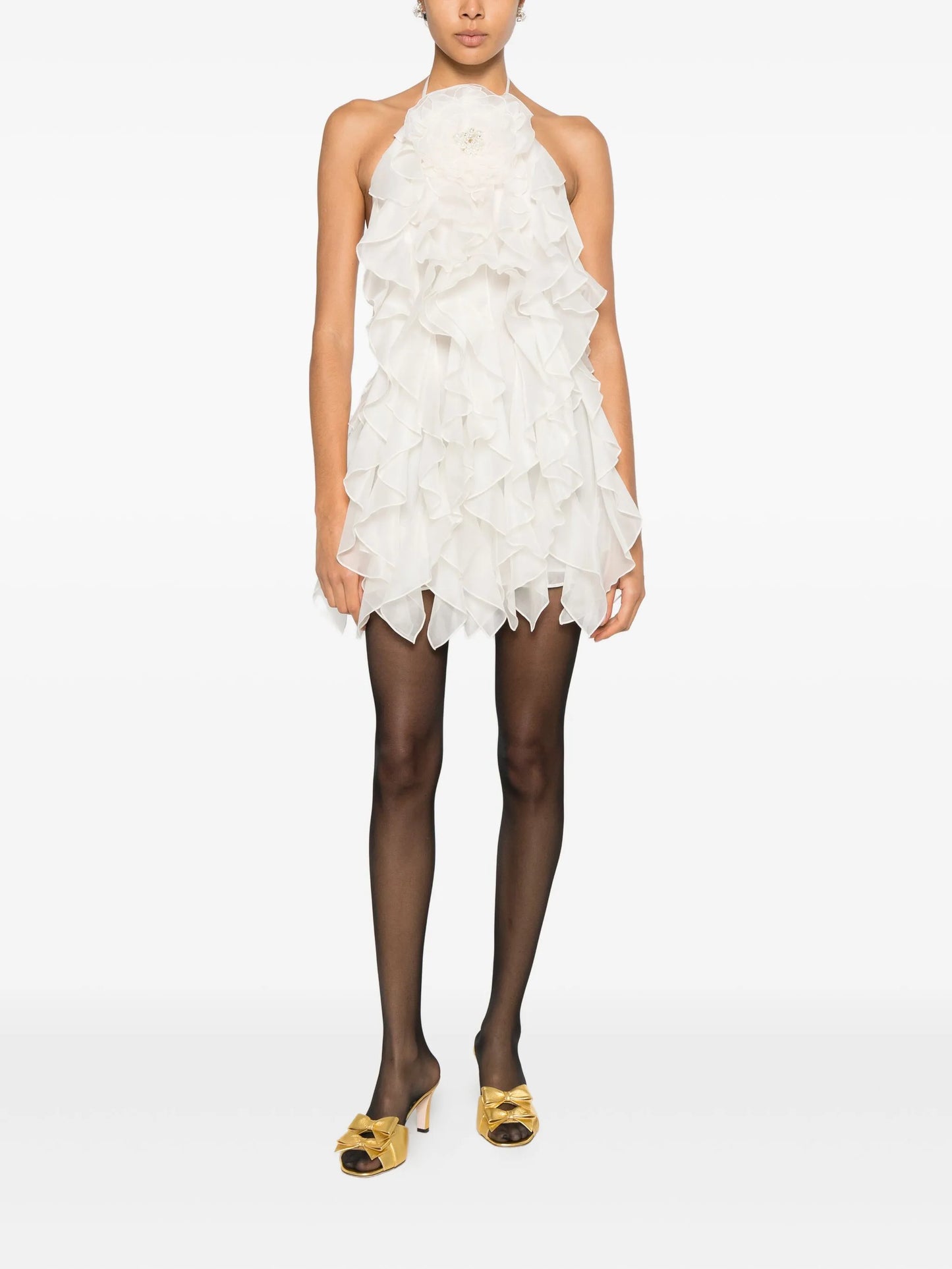 Arina ruffled flower mini dress