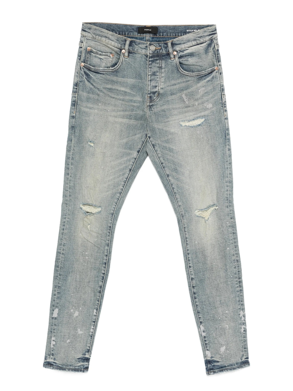 P001 Worn Indigo slashed paint pants