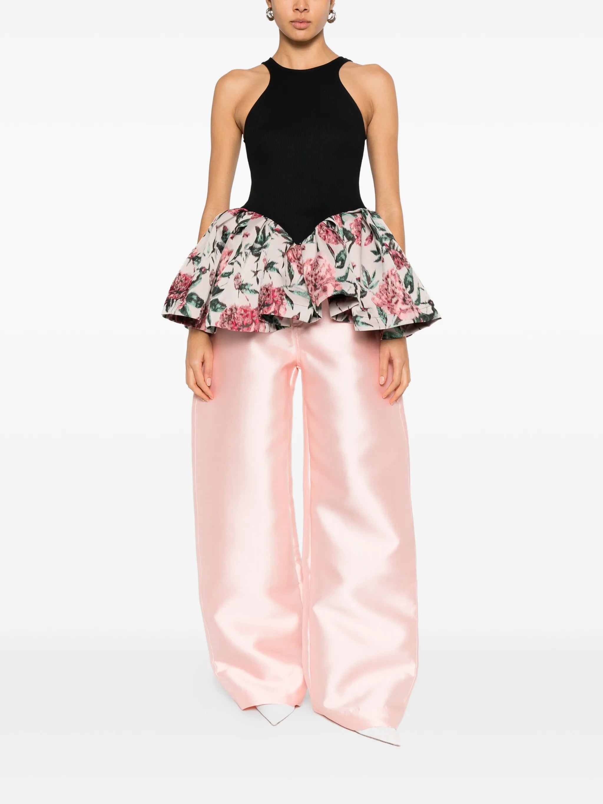 Mikado belt-loop trousers