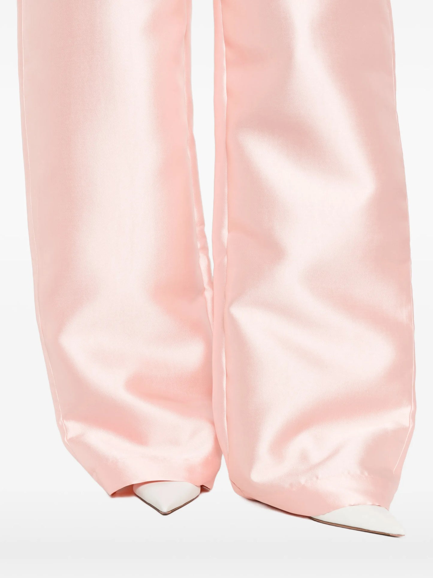 satin belt-loop trousers