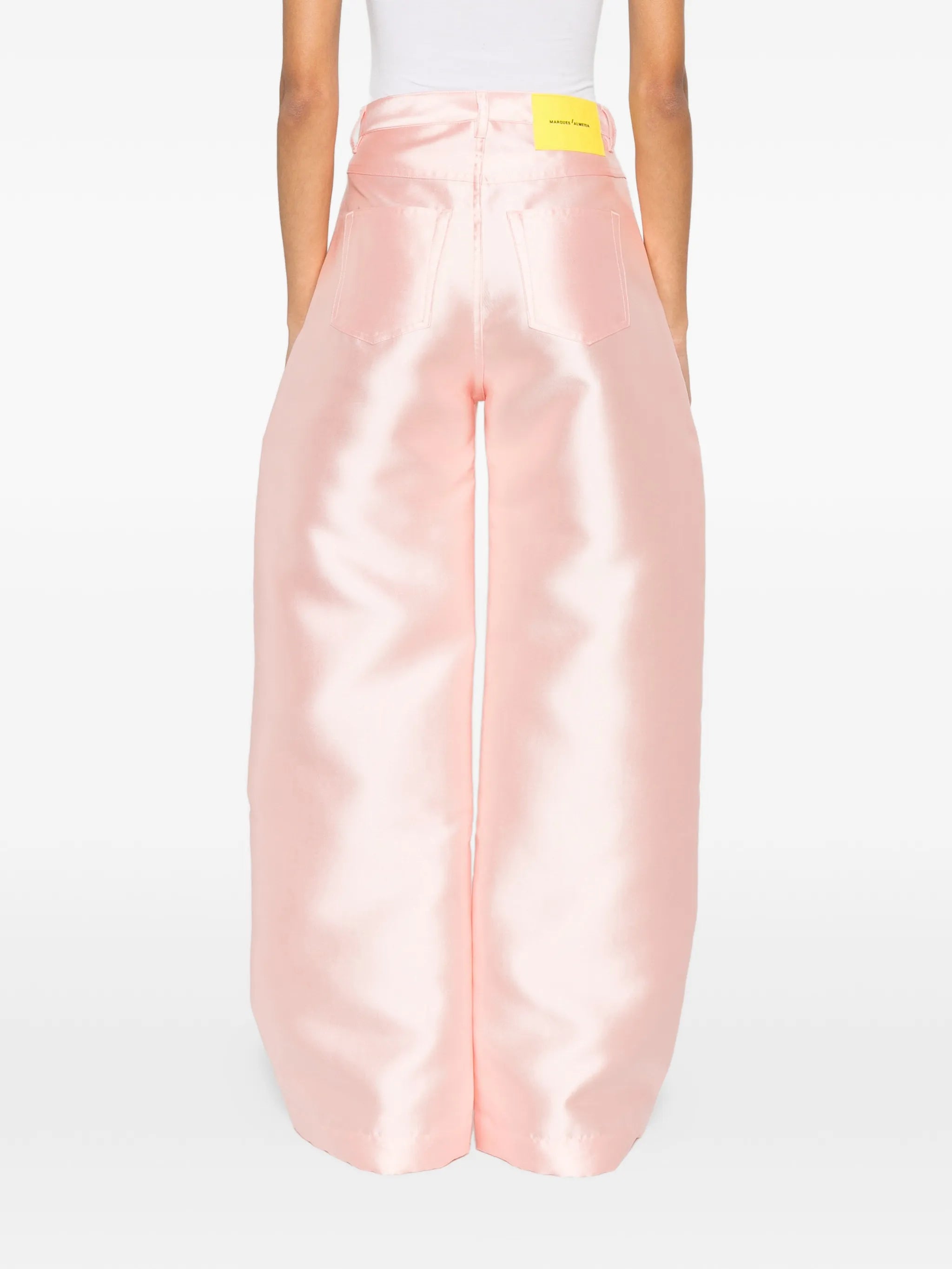 satin belt-loop trousers