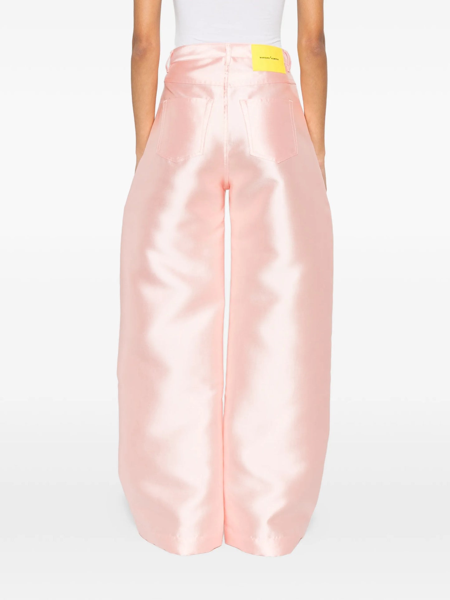 satin belt-loop trousers