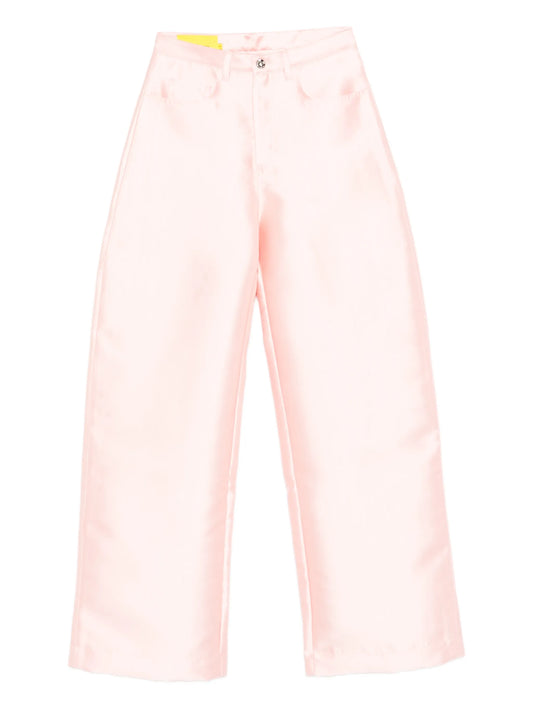 satin belt-loop trousers