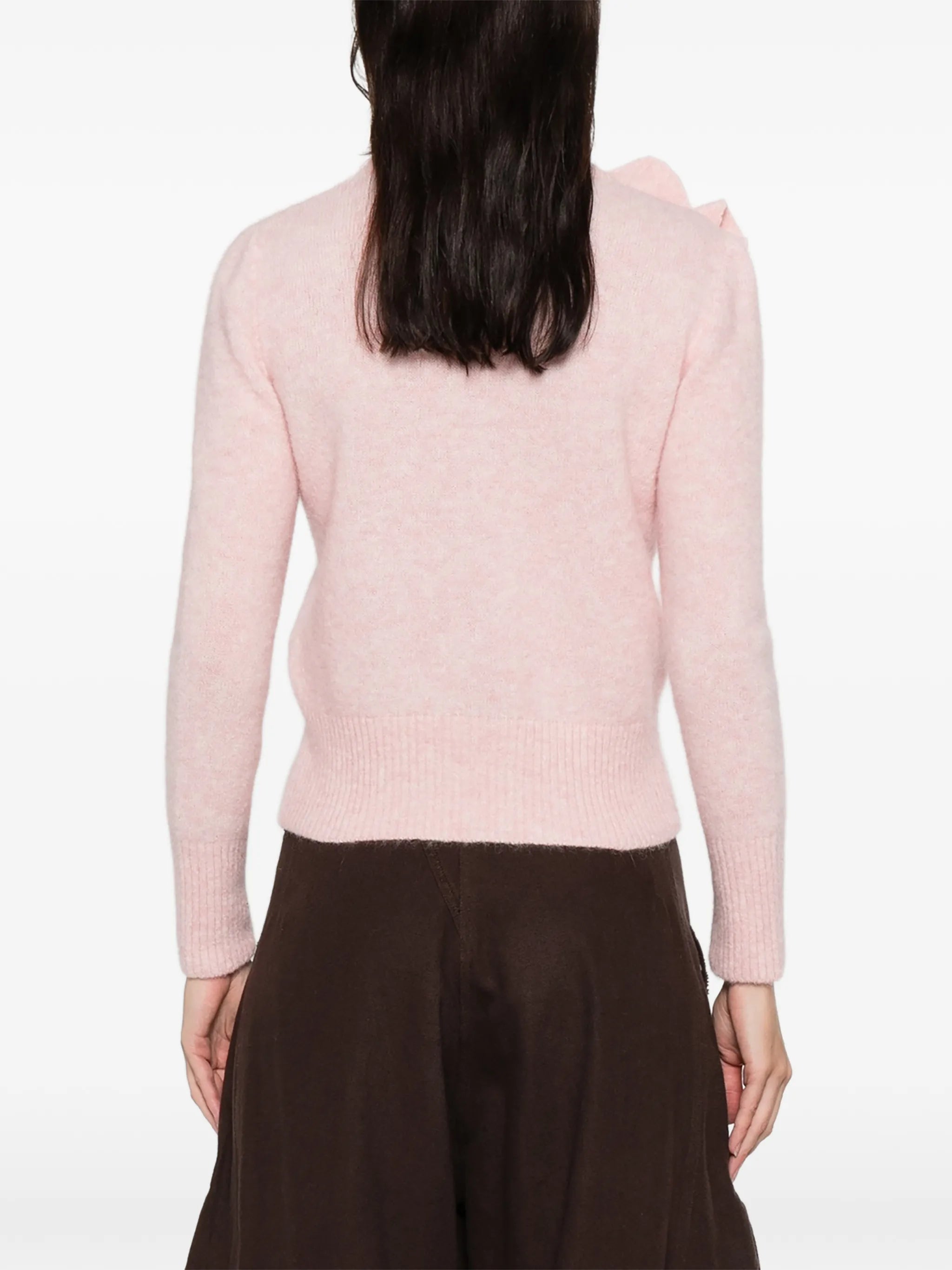 ruffled flower crew-neck sweater