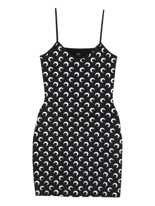 moon foil printed jersey straps mini dress