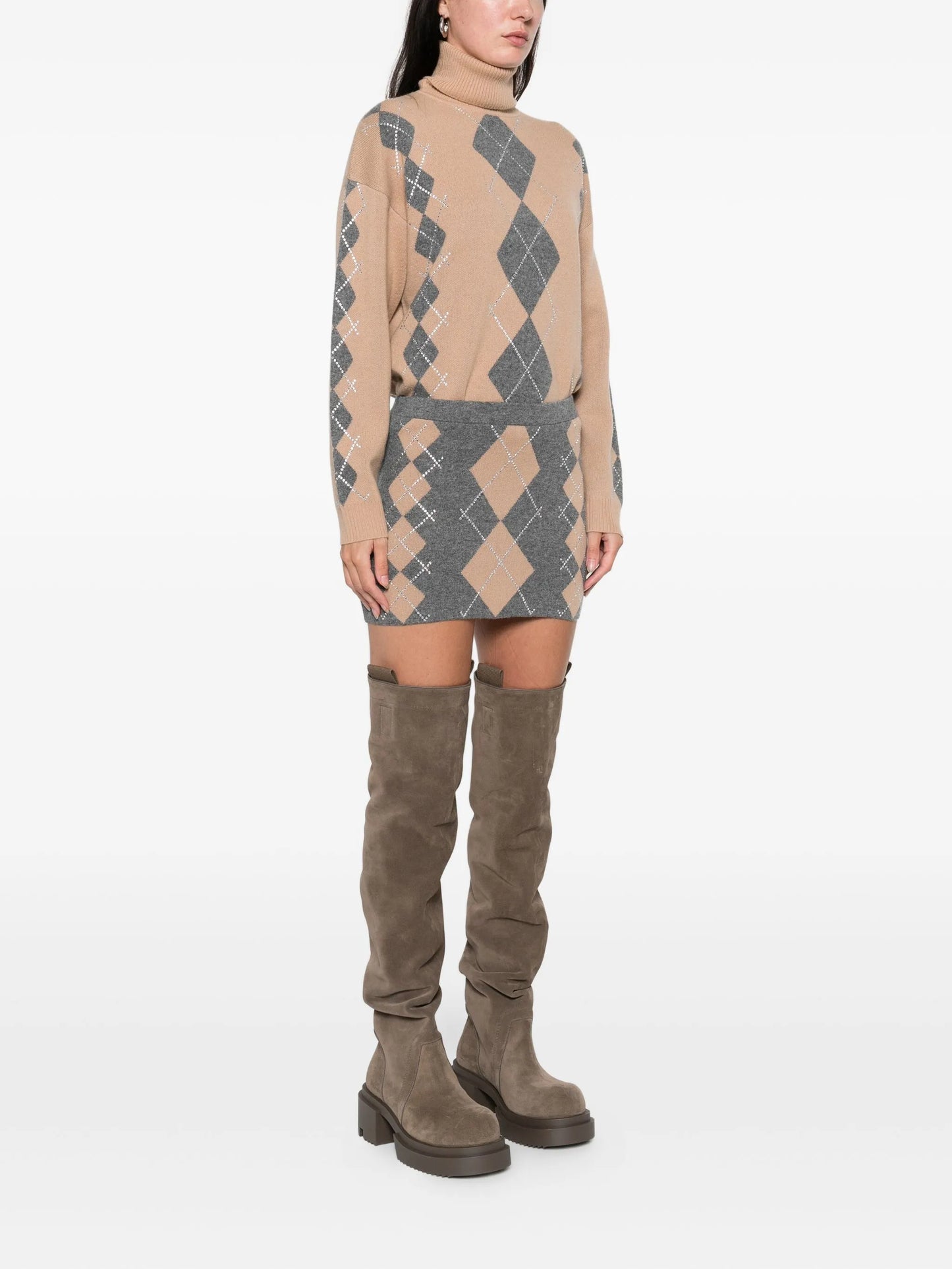 Cecilie argyle-pattern embellished mini skirt