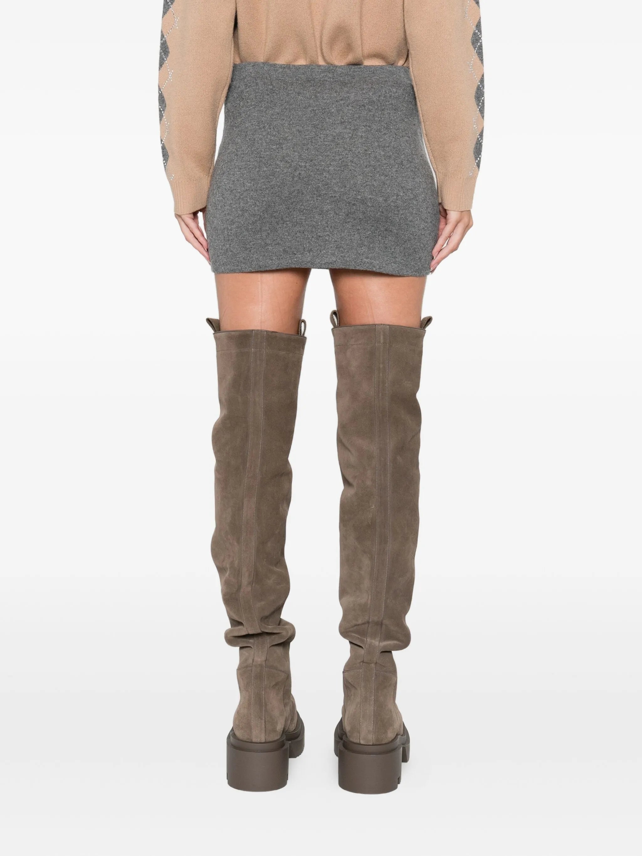 Cecilie argyle-pattern embellished mini skirt