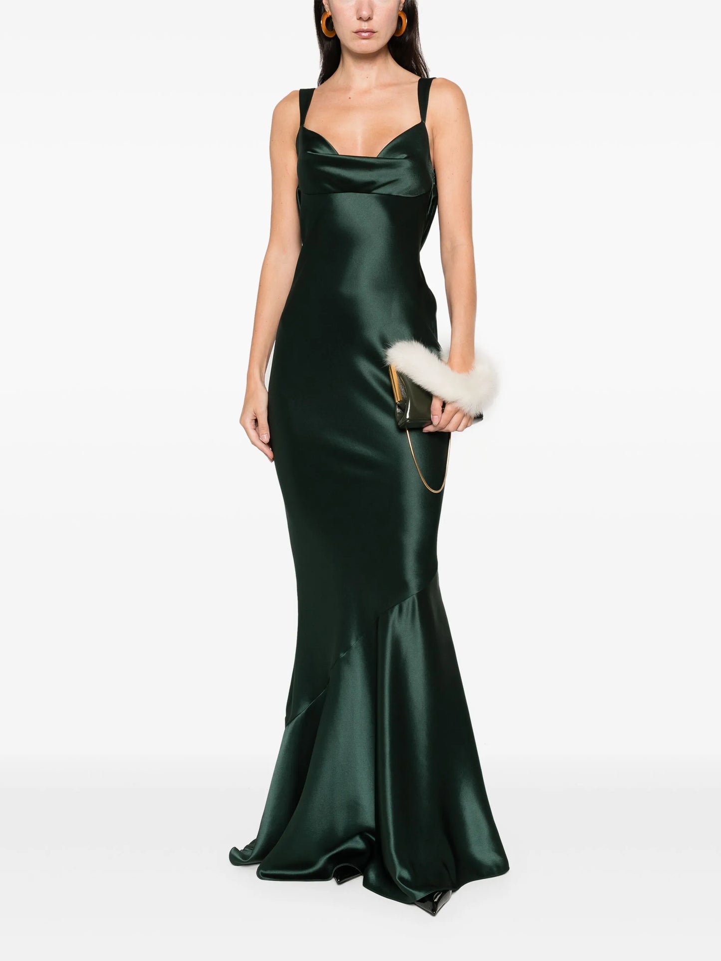 Vinicia cowl-neck ruffled maxi dress