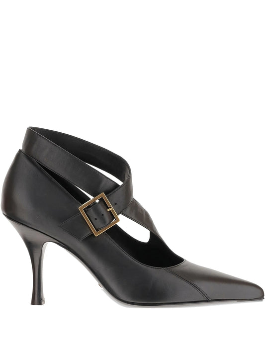 85mm leather heeled pumps
