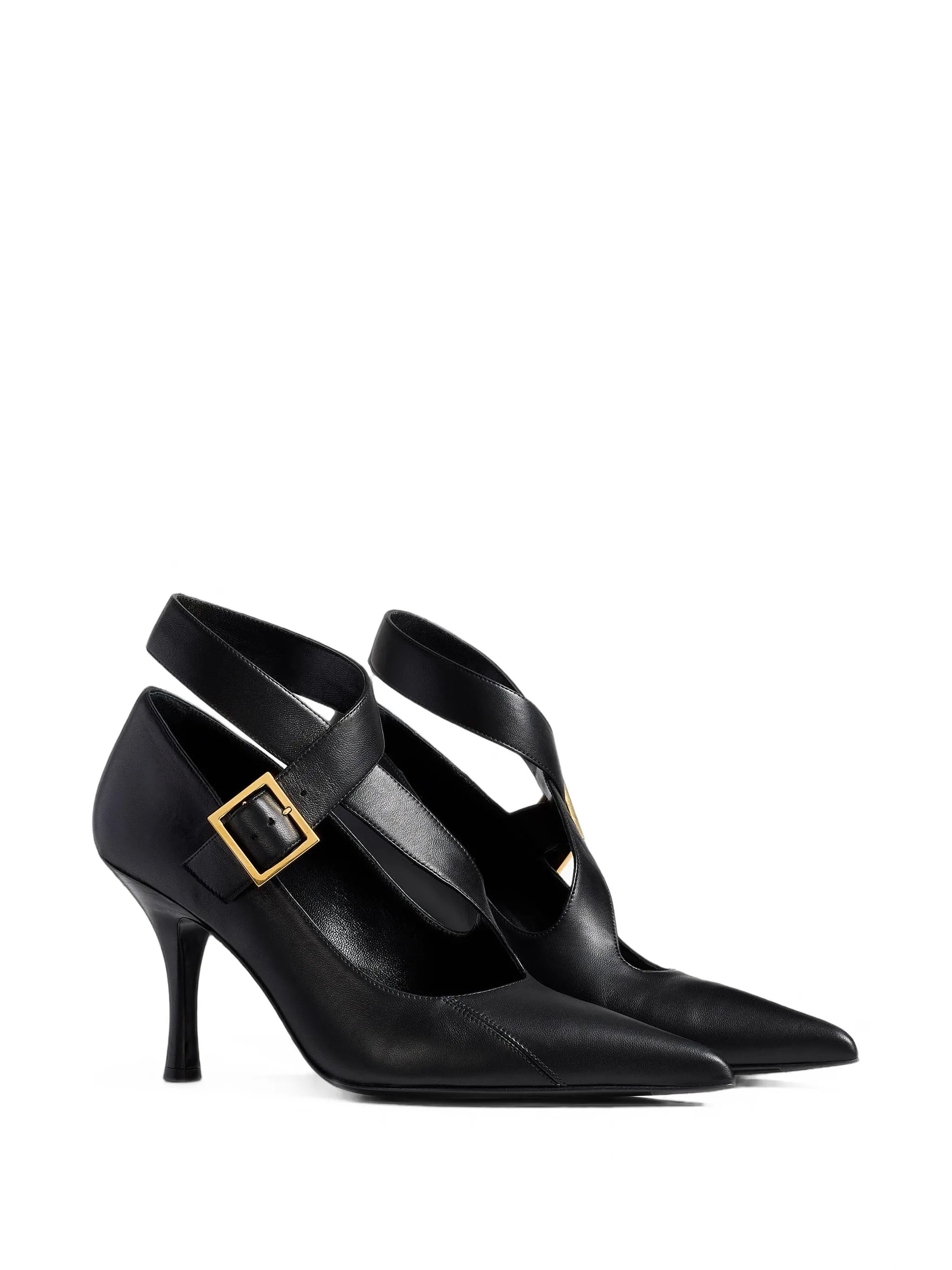 85mm leather heeled pumps