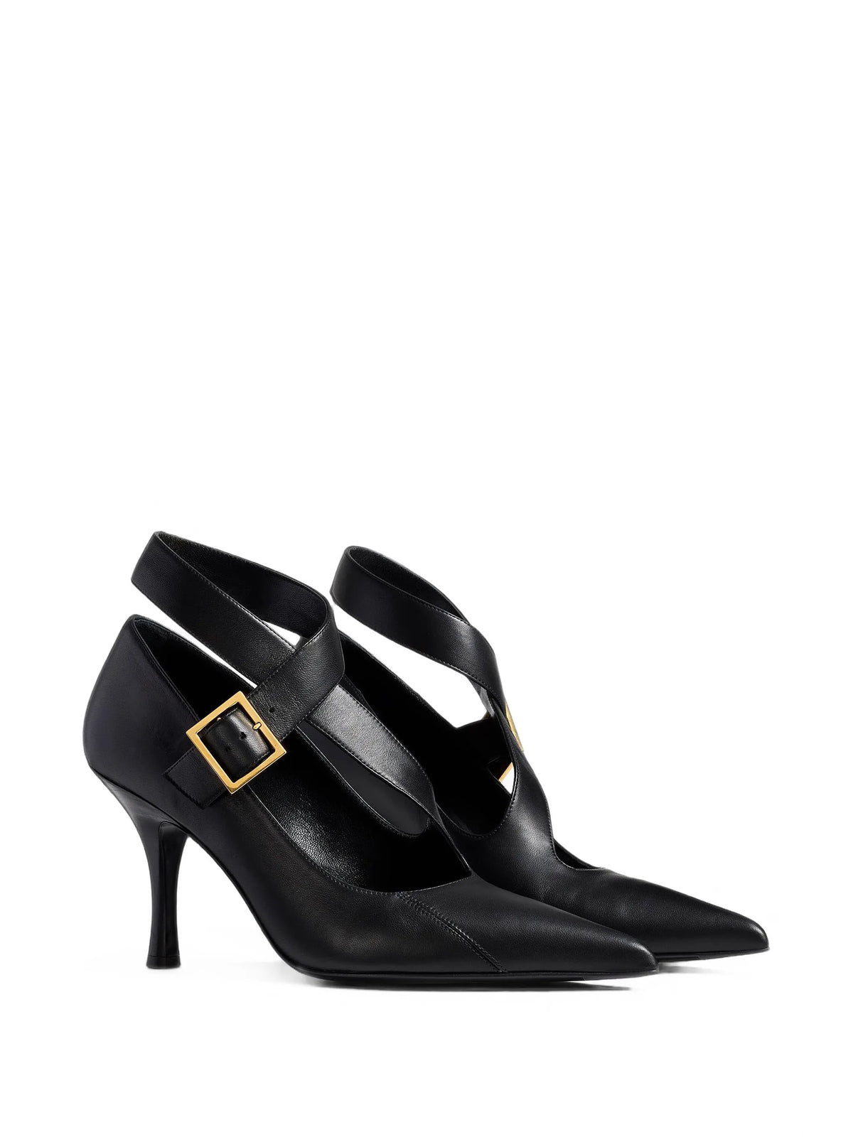 85mm leather heeled pumps