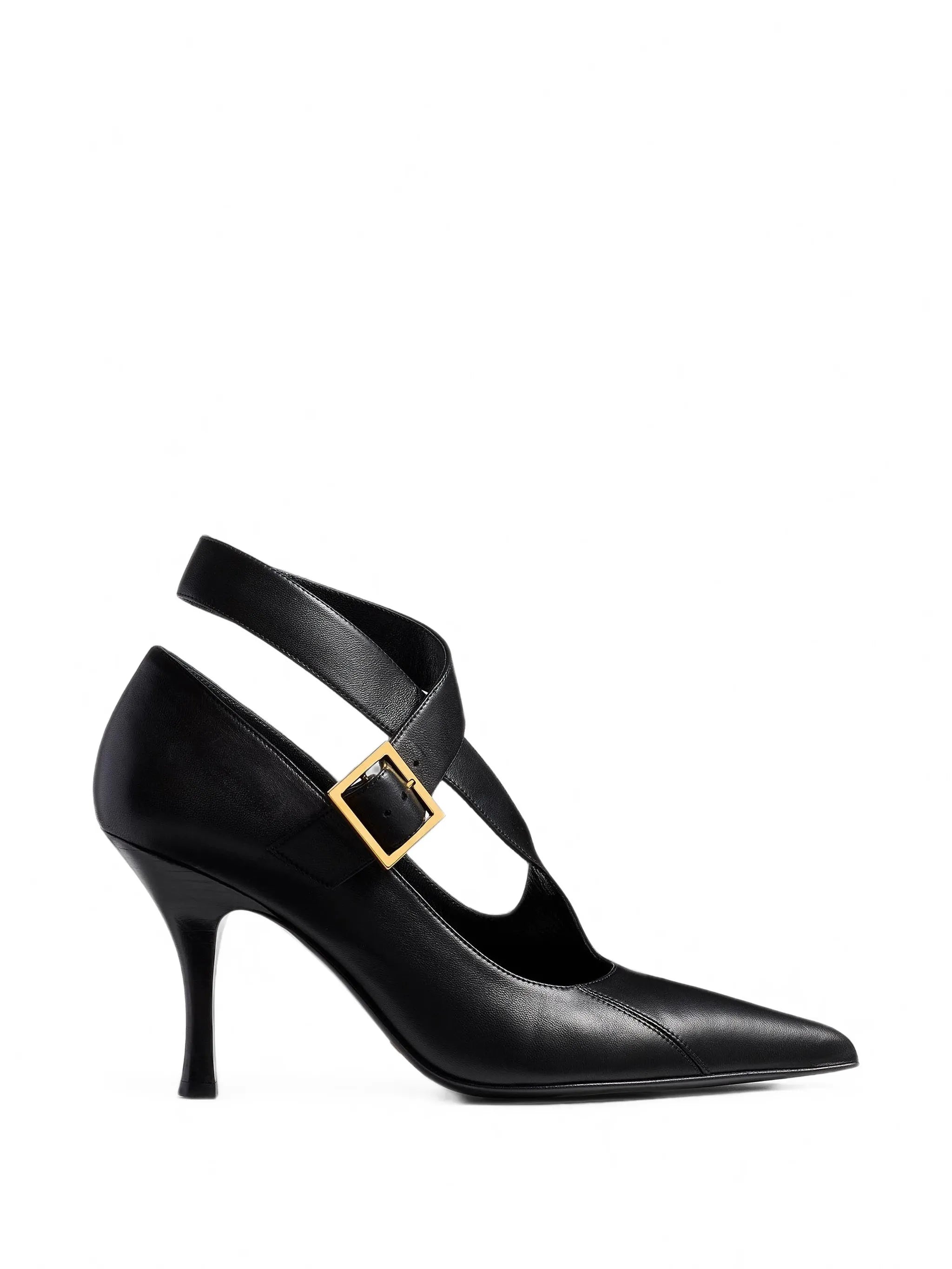 85mm leather heeled pumps