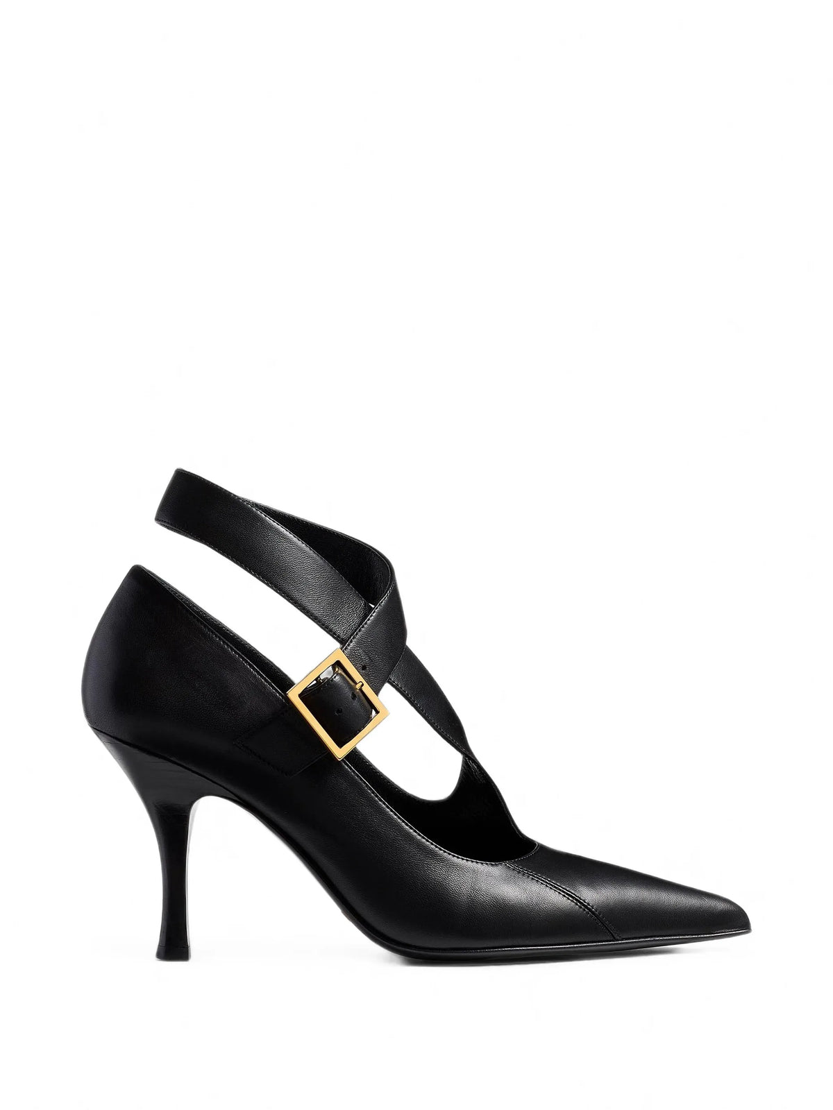 85mm leather heeled pumps