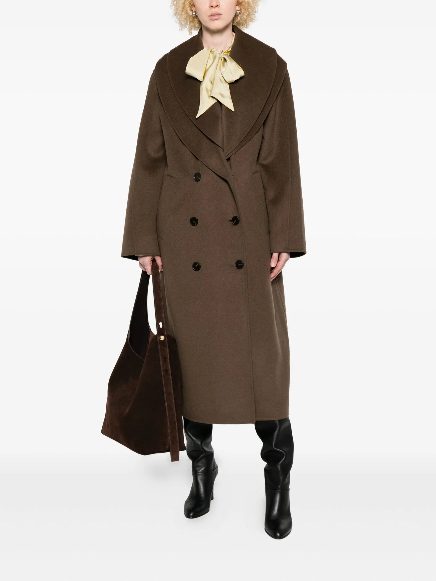 double-breasted shawl-collar coat