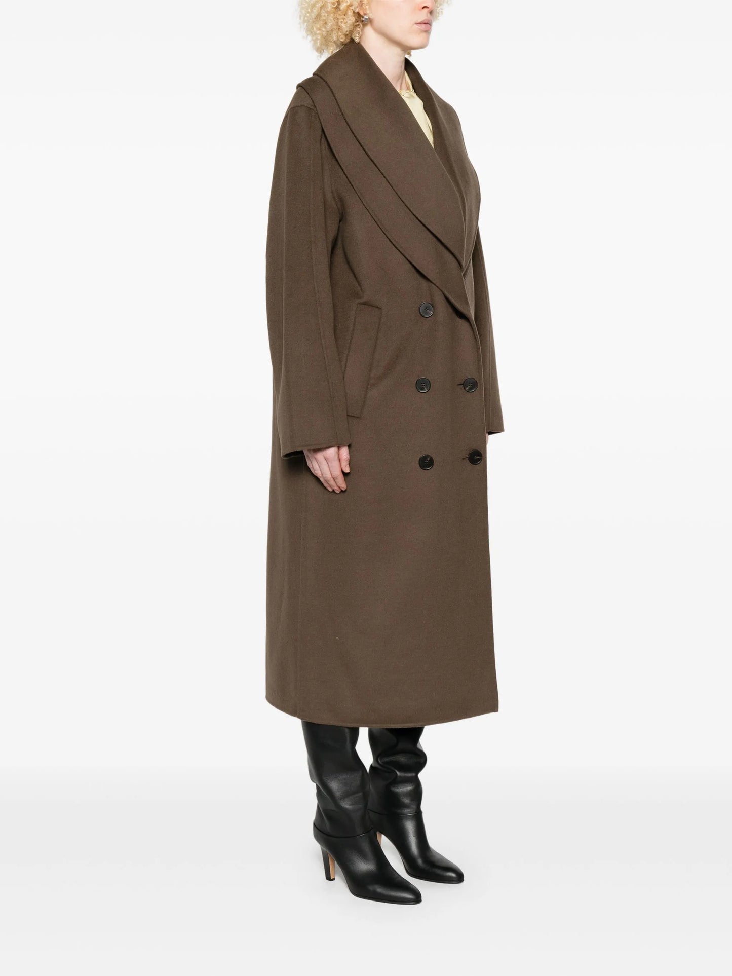 double-breasted shawl-collar coat