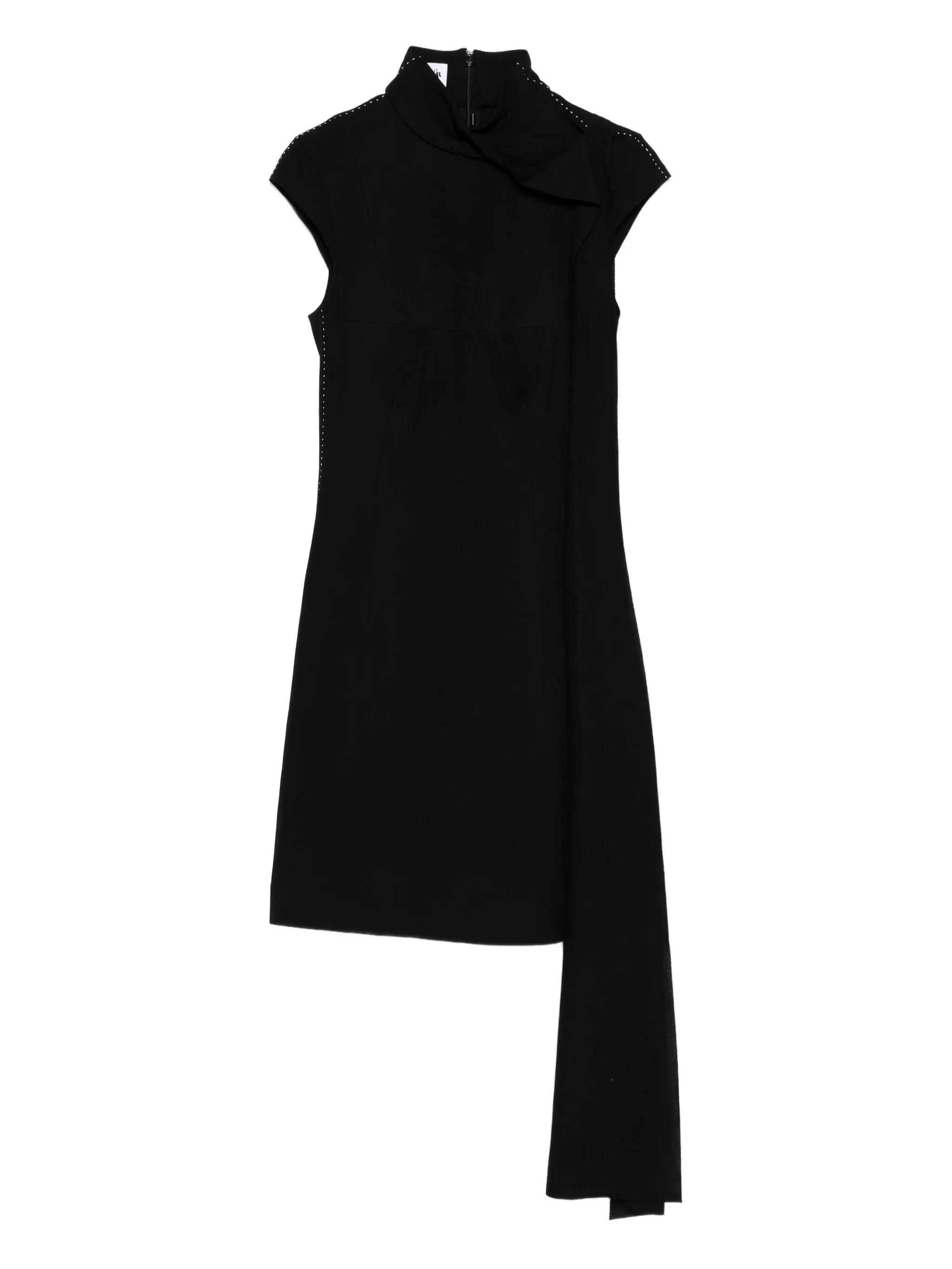high-neck asymmetric mini dress