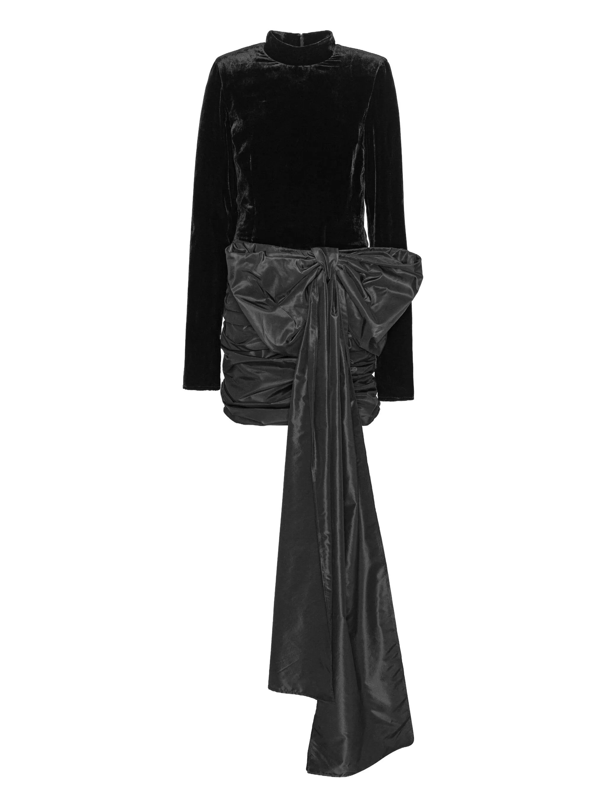 velvet bow mini dress
