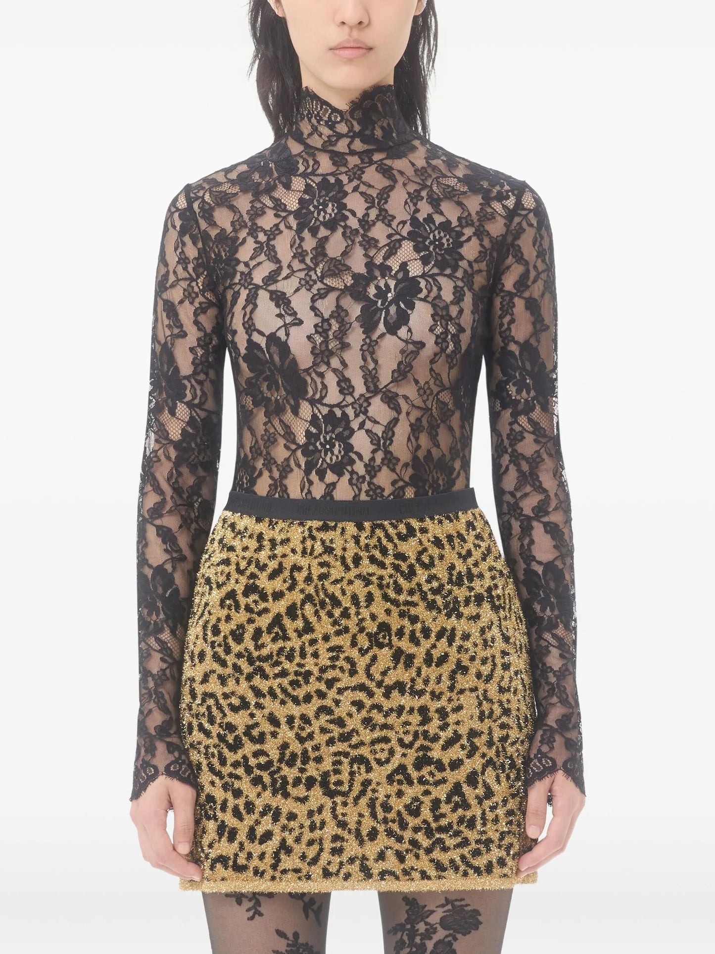 high-neck lace bodysuit