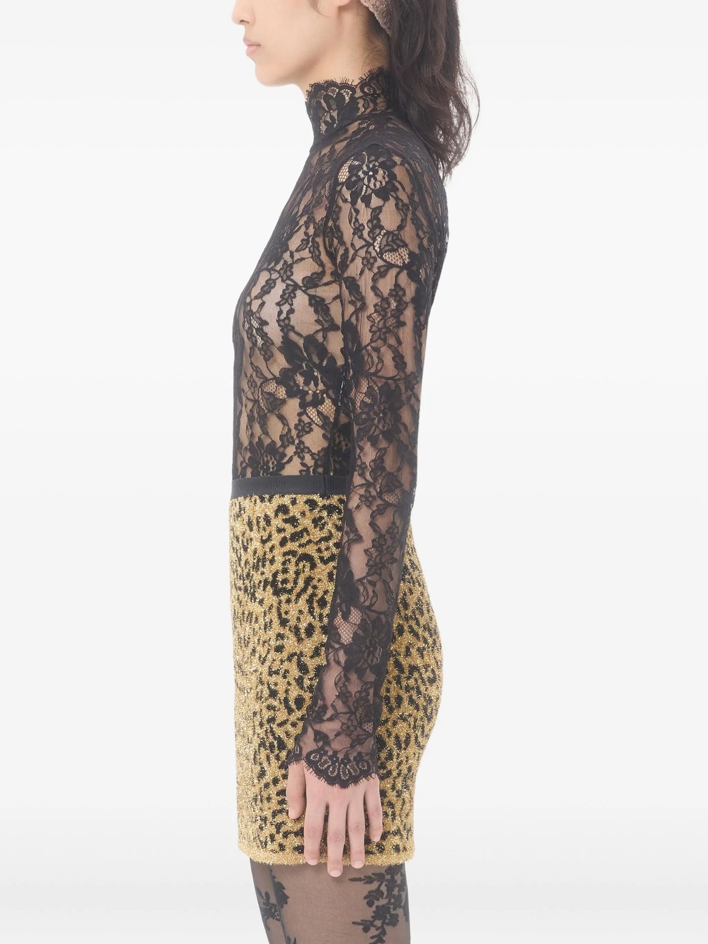 high-neck lace bodysuit