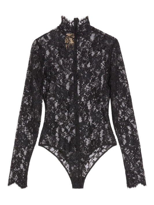 high-neck lace bodysuit