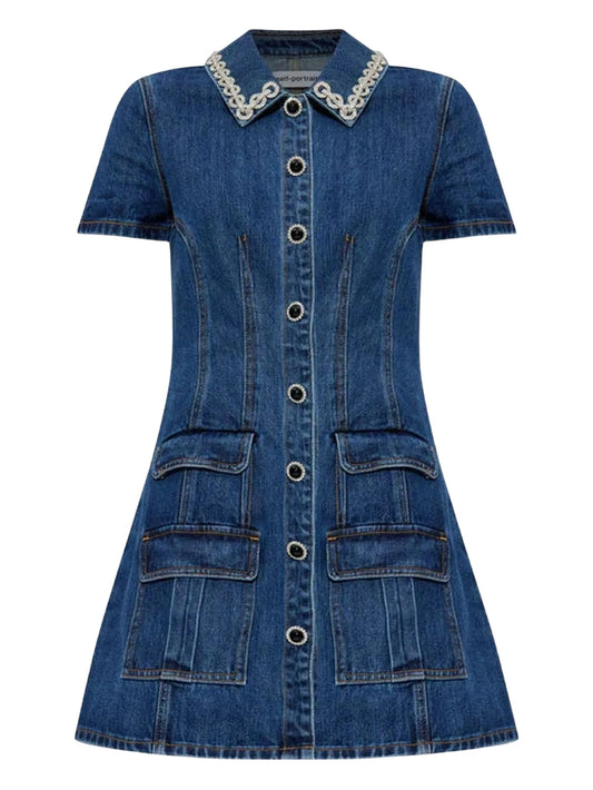 crystal-trimmed pocketed dress