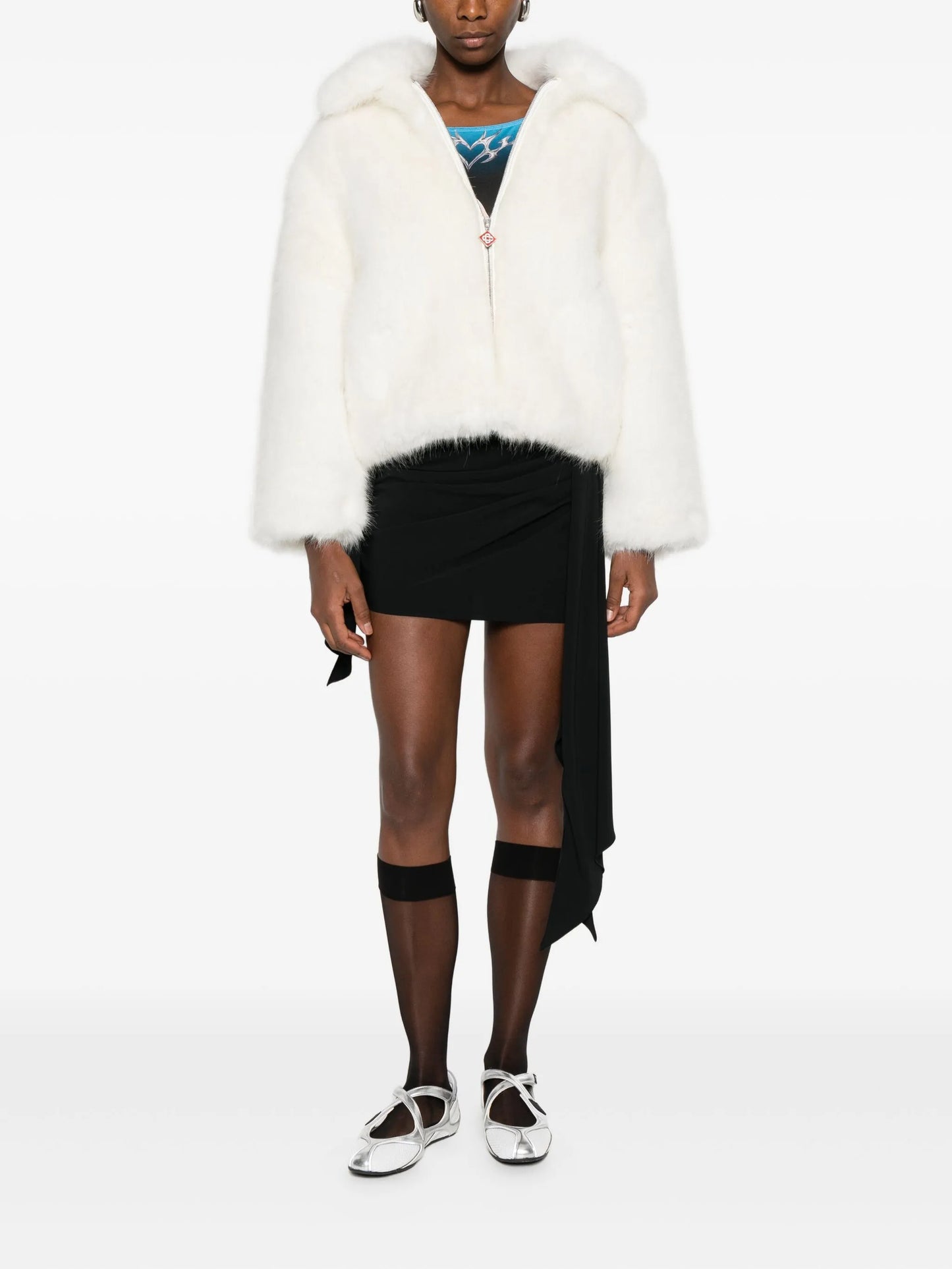 zip-up faux-fur jacket
