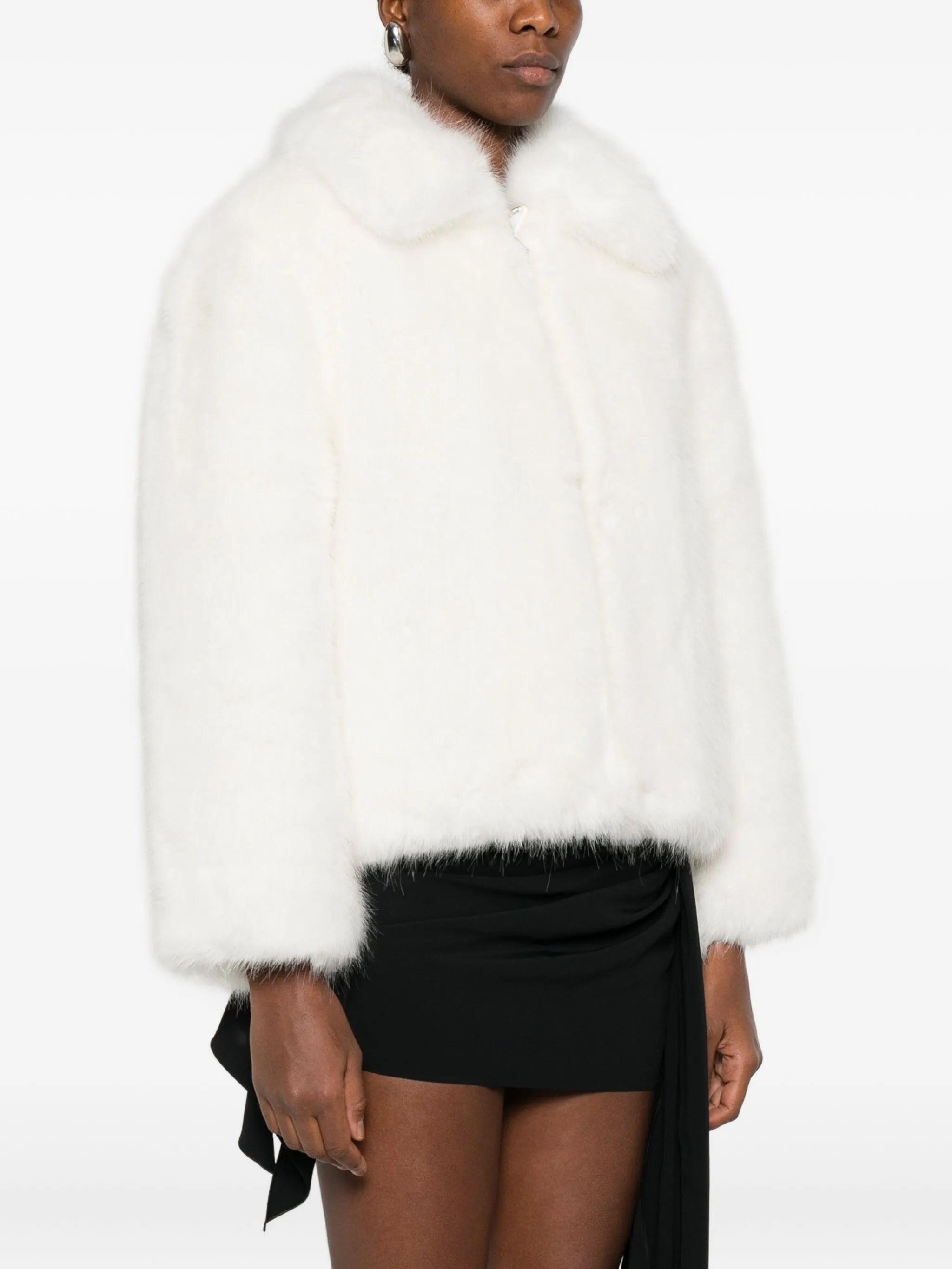 zip-up faux-fur jacket