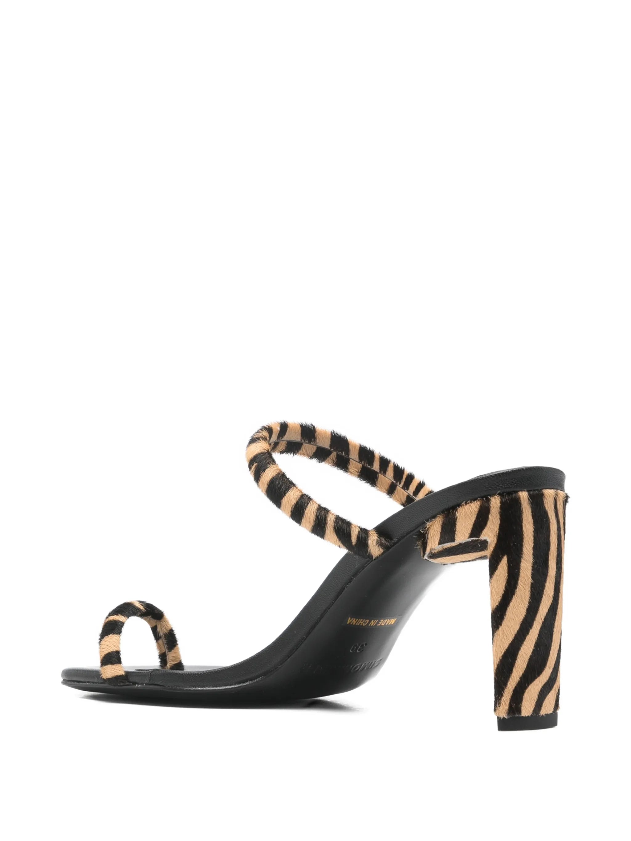 Pipe heel in brown zebra sandals