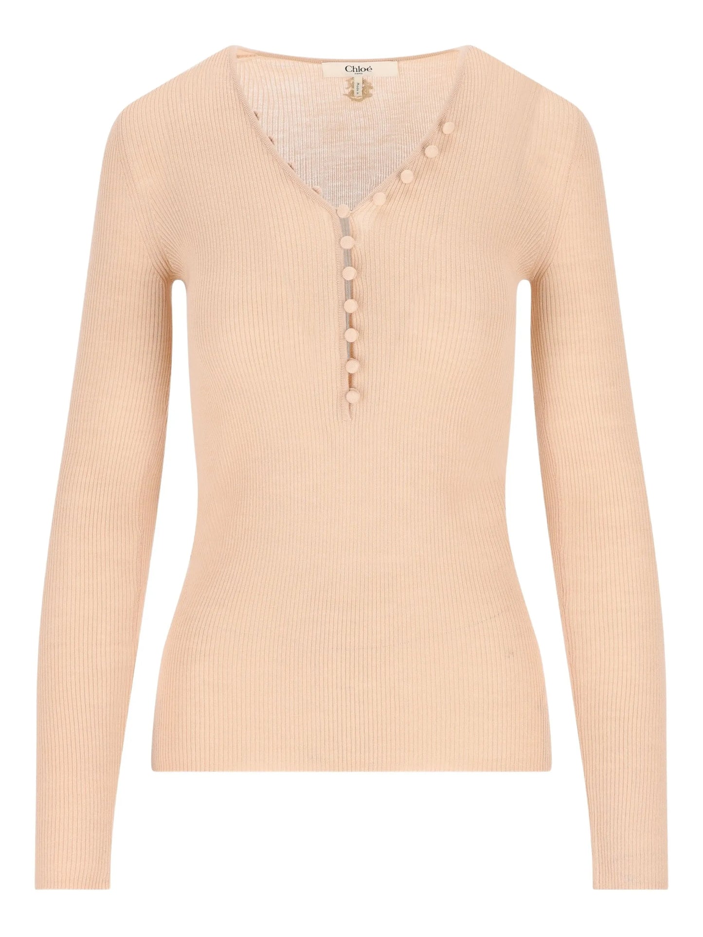 Henley ribbed button-front T-shirt