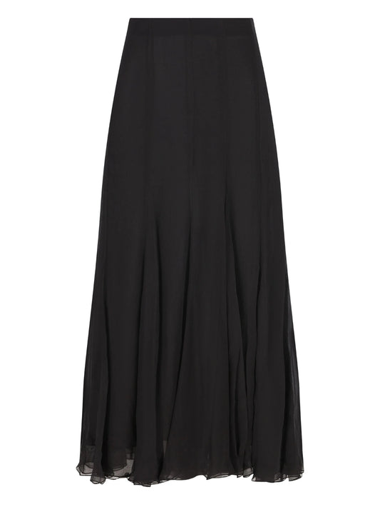 ruffled flared maxi skirt