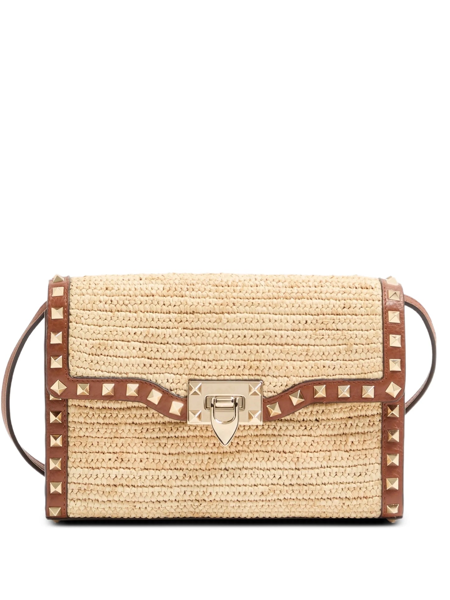 small Rockstud raffia shoulder bag