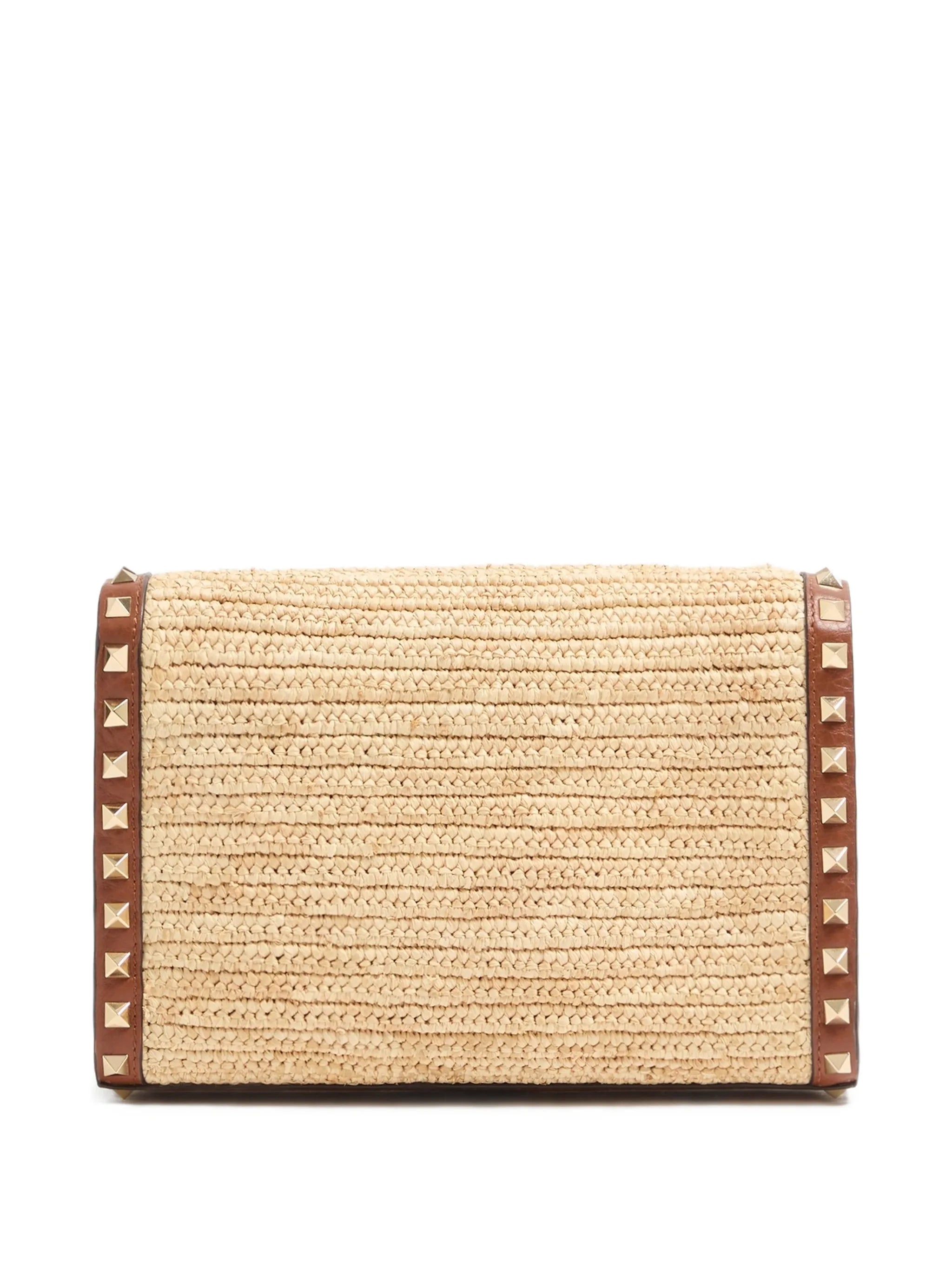 small Rockstud raffia shoulder bag