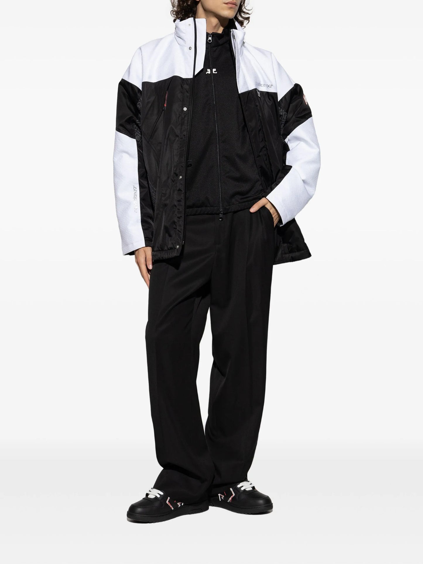 ripstop panelled zip-up ski jacket