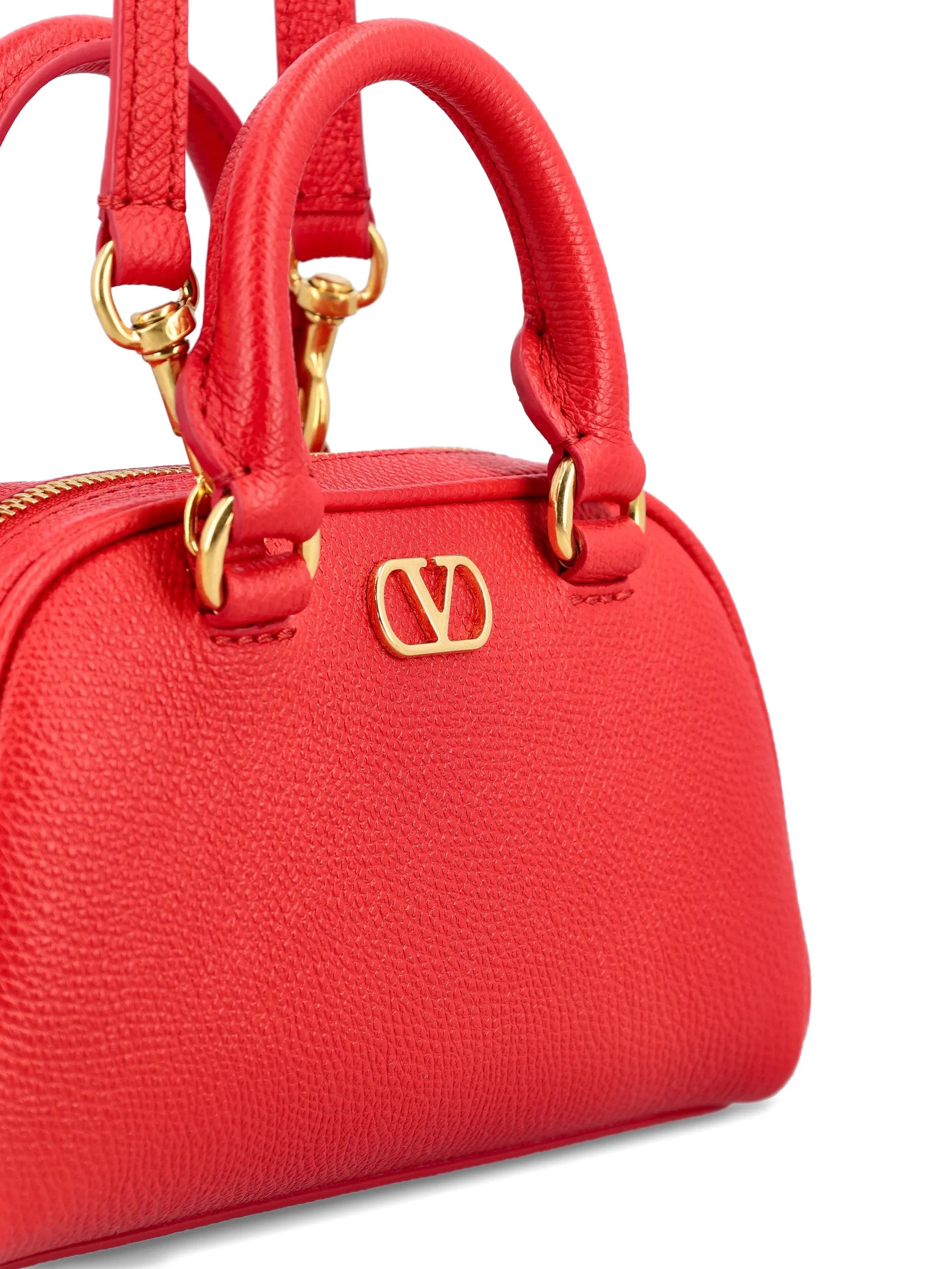VLogo signature mini bowling bag in grainy calfskin