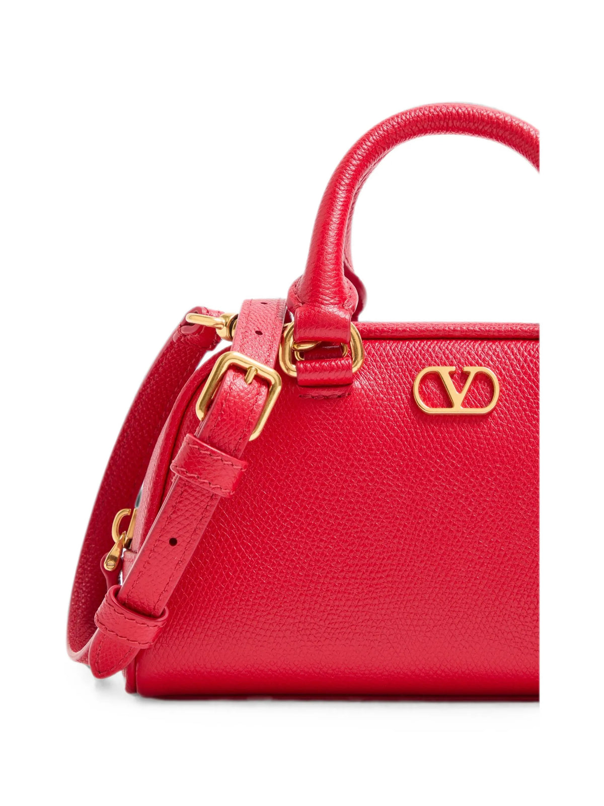 VLogo signature mini bowling bag in grainy calfskin