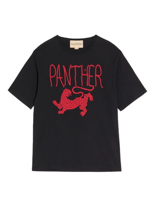 panther print cotton T-shirt