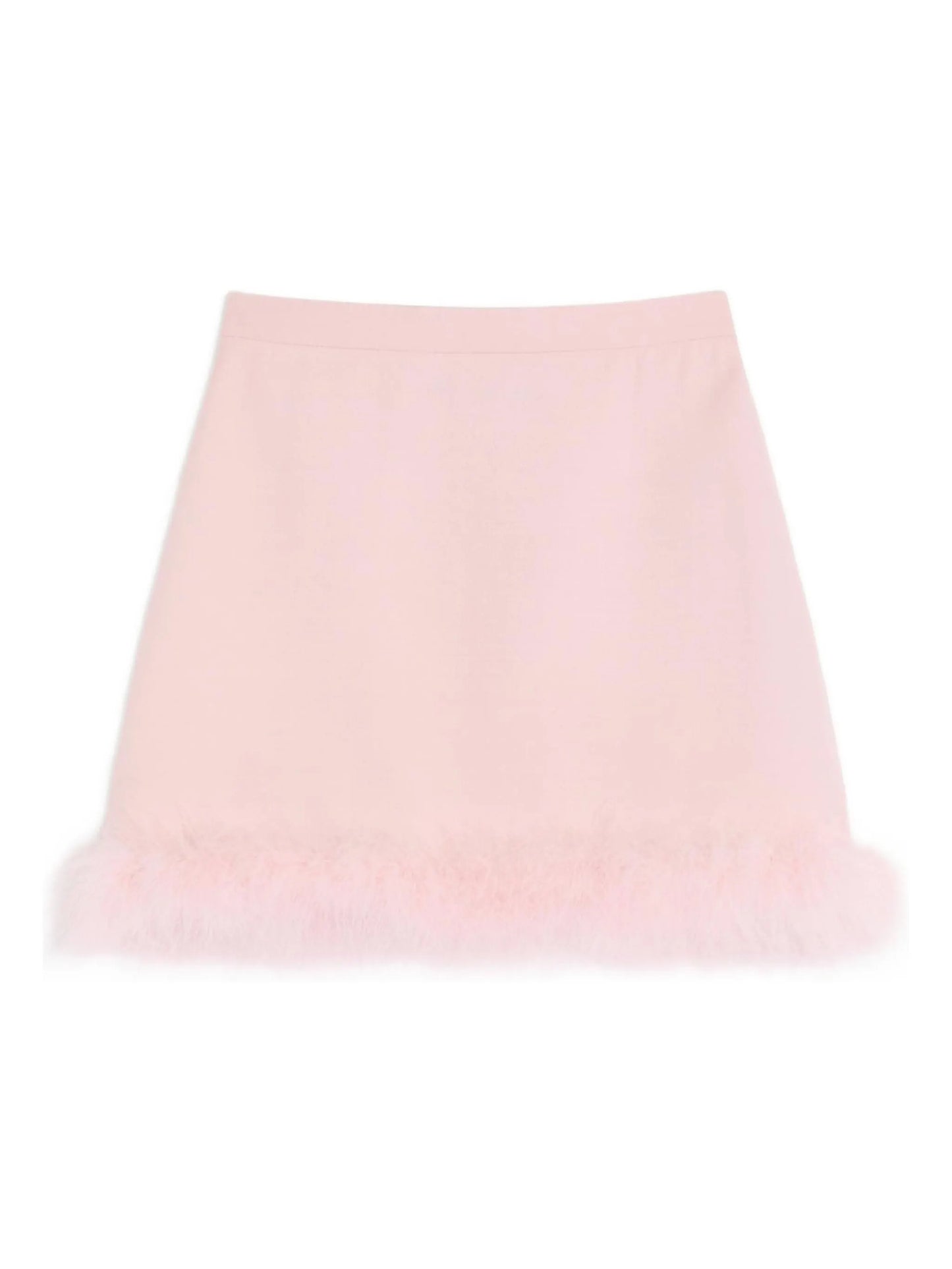 crepe couture feather-trim mini skirt