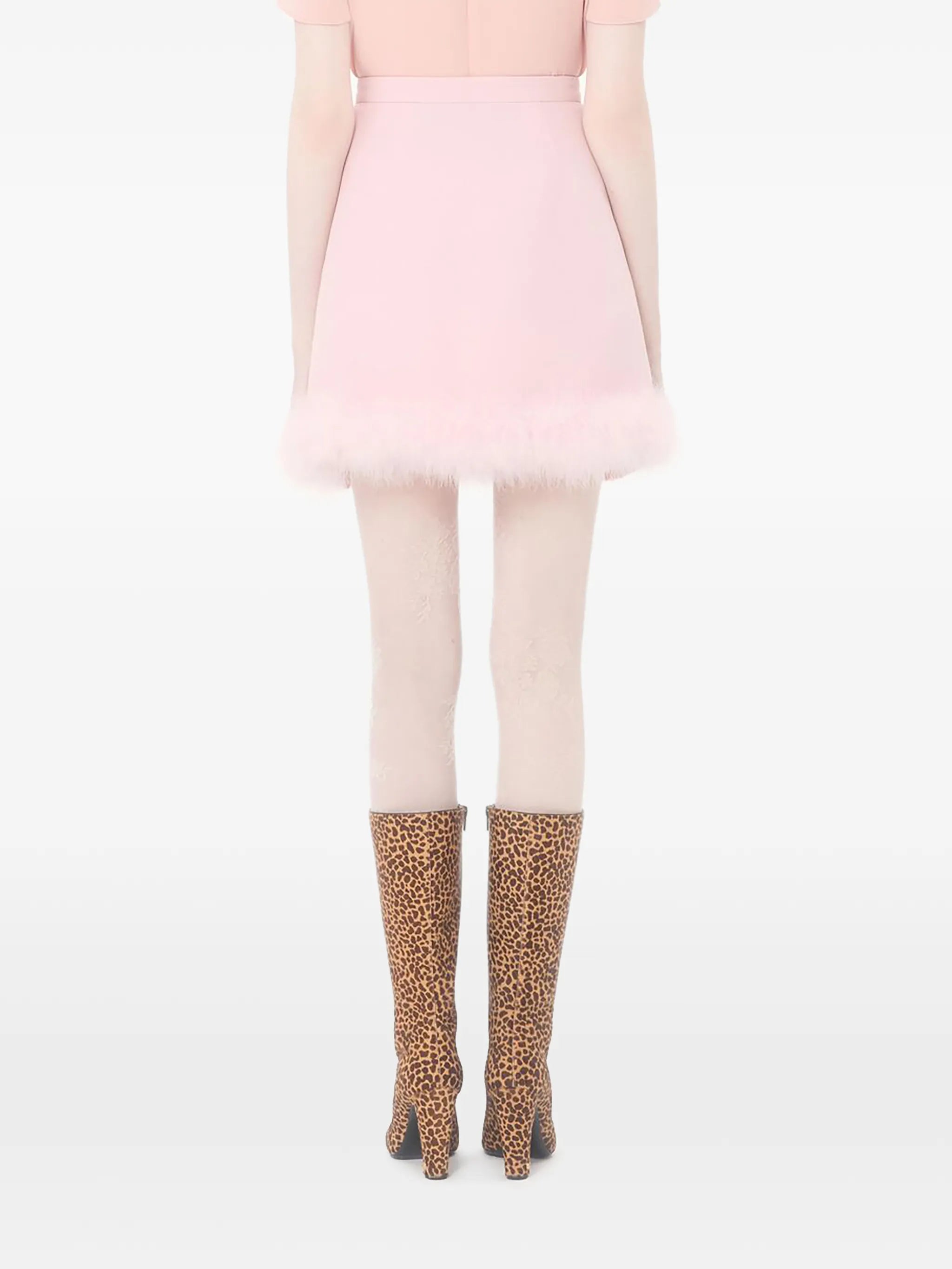 crepe couture feather-trim mini skirt