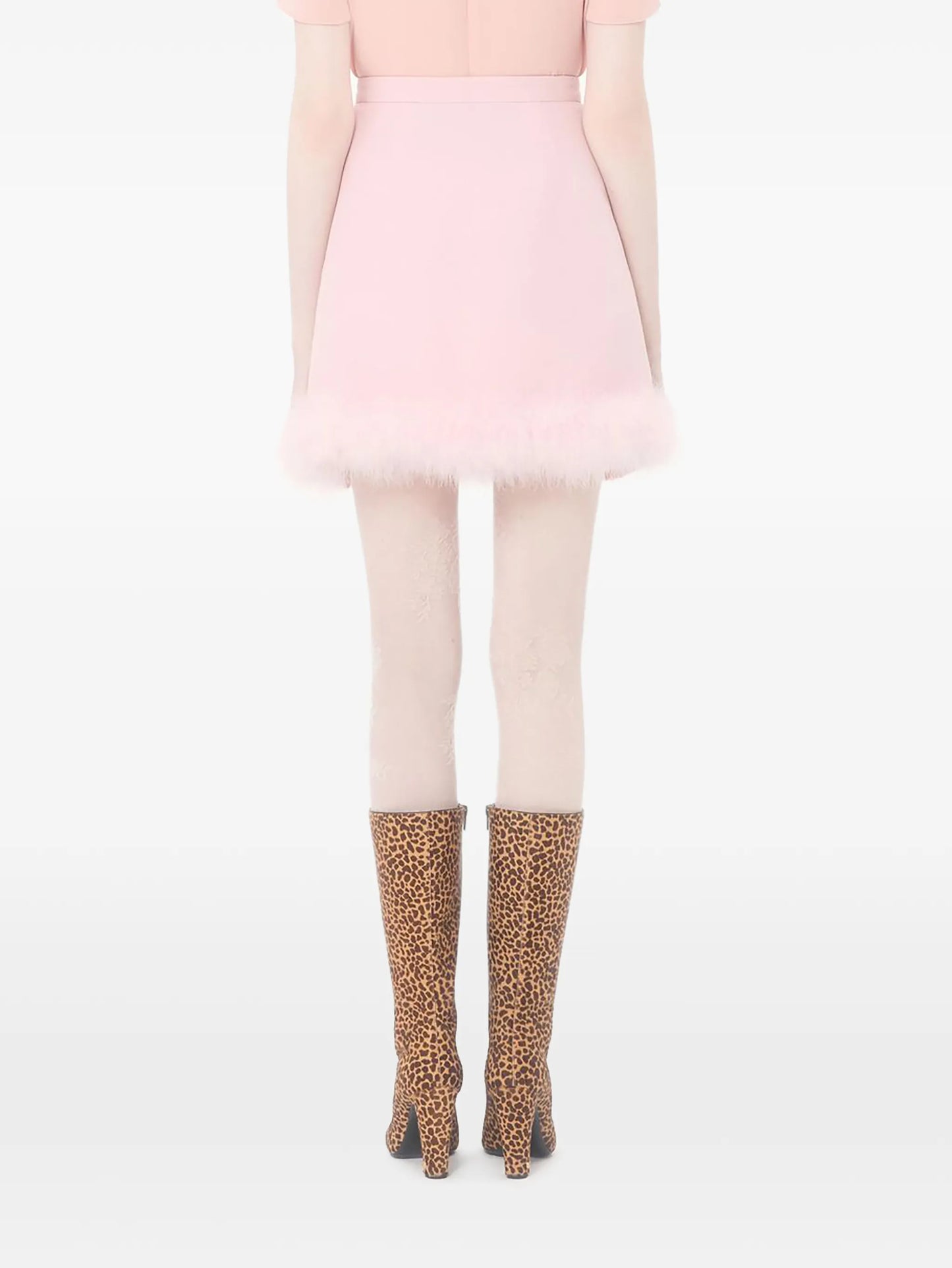 crepe couture feather-trim mini skirt