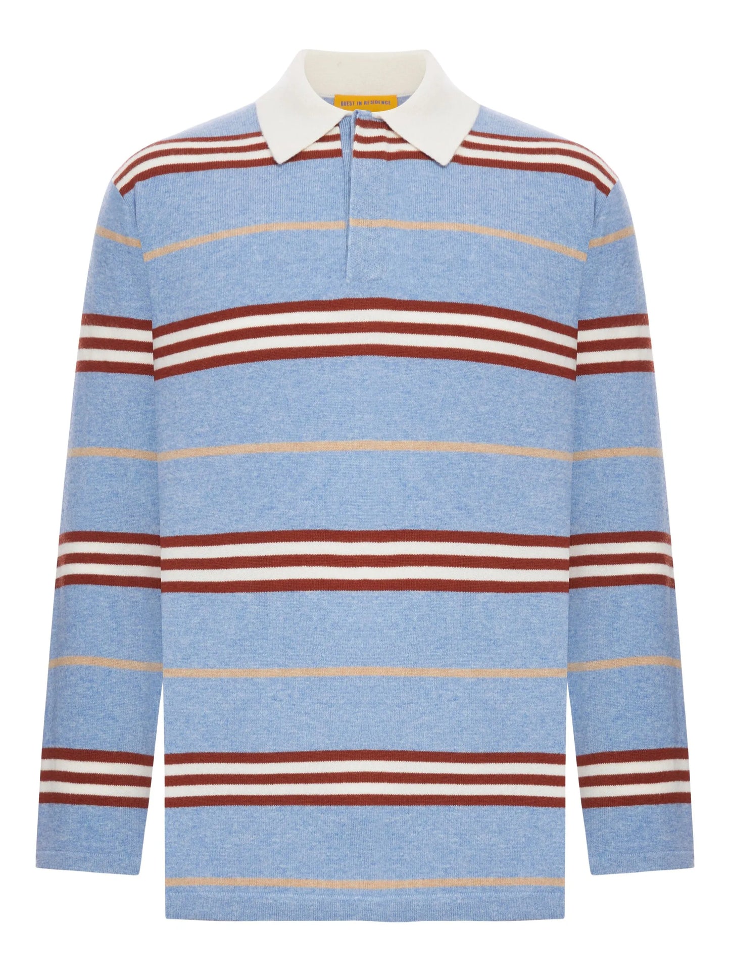 striped-pattern long-sleeve polo shirt