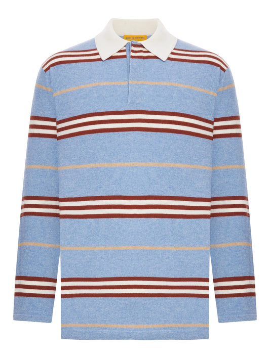 striped-pattern long-sleeve polo shirt